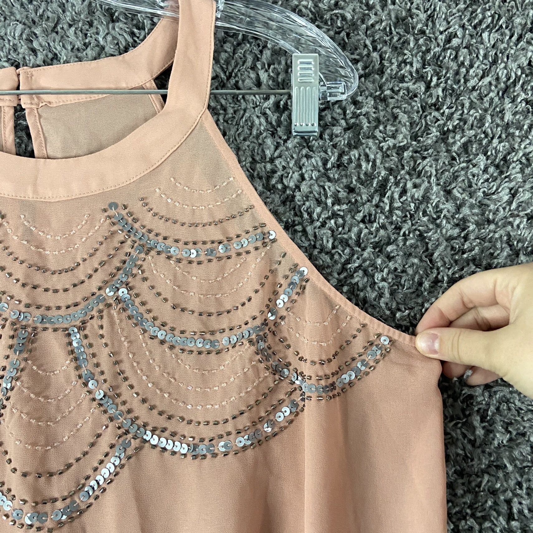 Vintage Maurices Tank Top Blouse Women M Pink Sheer Beaded Studded Tank Top Blouse Women M Pink Size M / US 6-8 / IT 42-44 - 4 Thumbnail
