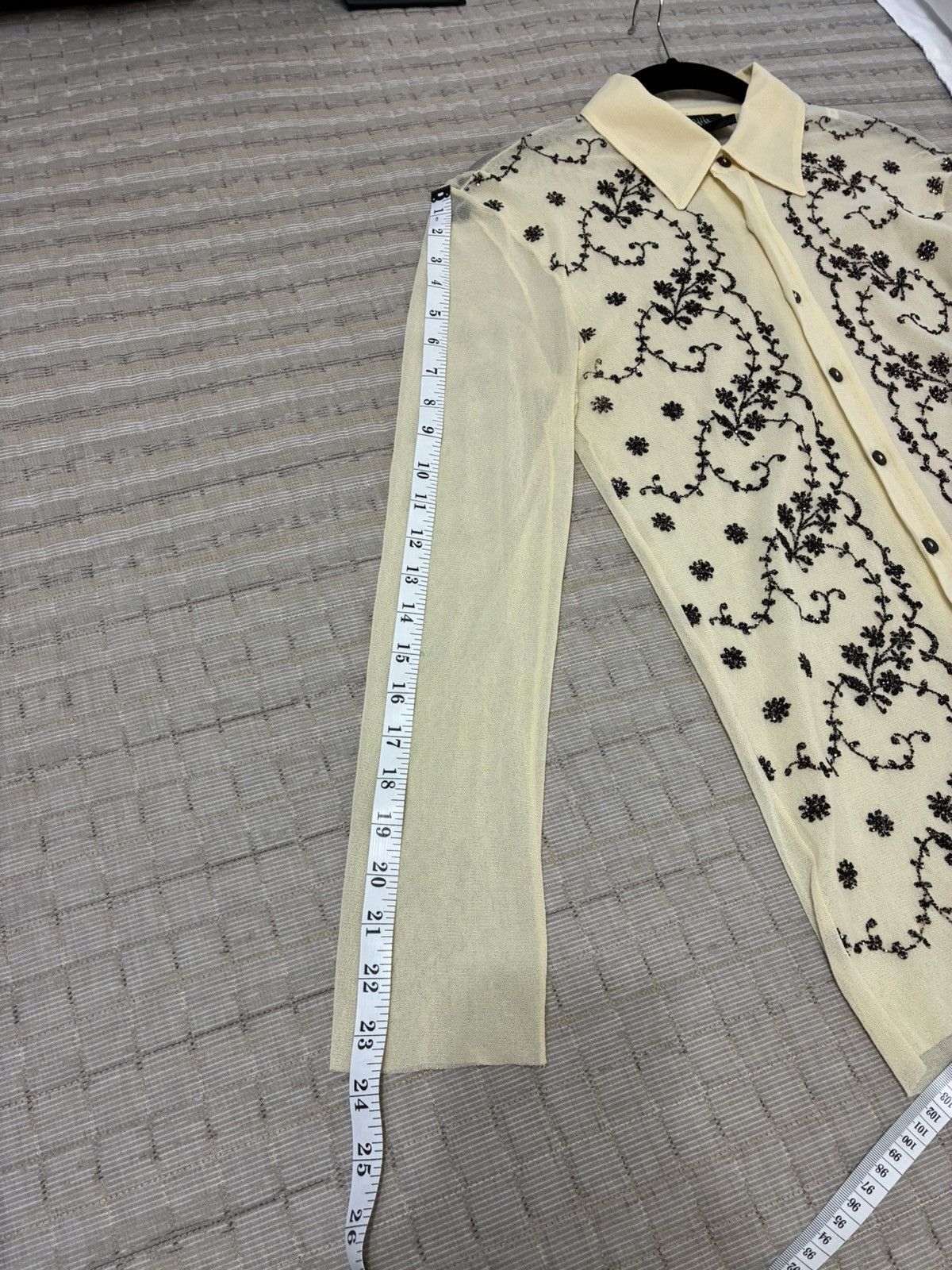 Jean Paul Gaultier Jean Paul Gaultier Cream and Black Embroidered Blouse Size US M / EU 48-50 / 2 - 12 Thumbnail