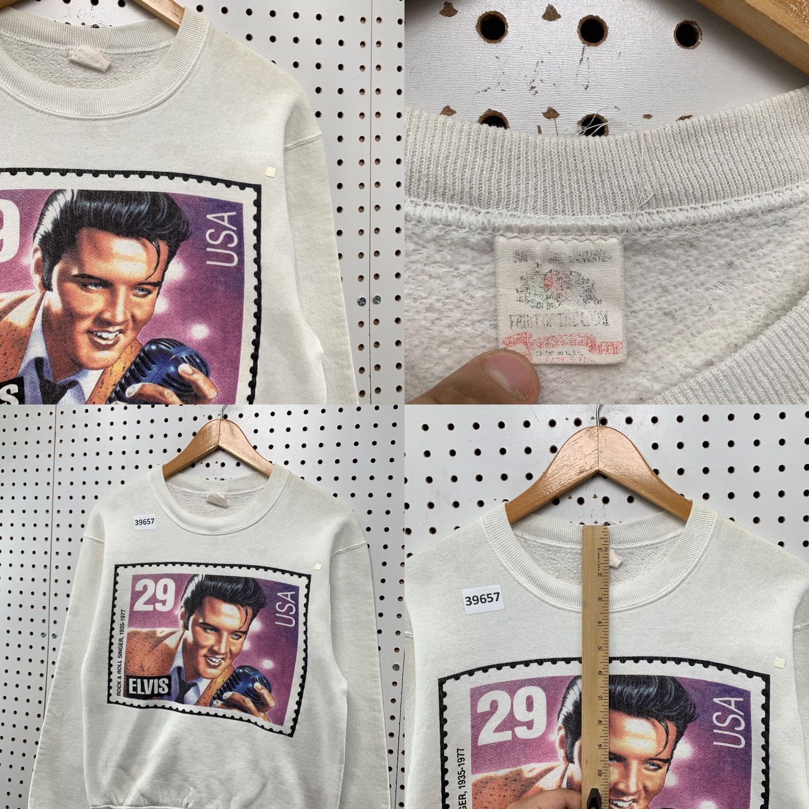 Fruit Of The Loom VINTAGE Elvis USA Stamp Graphic Crewneck Sweatshirt Mens S Fits XS USA Size US S / EU 44-46 / 1 - 8 Thumbnail