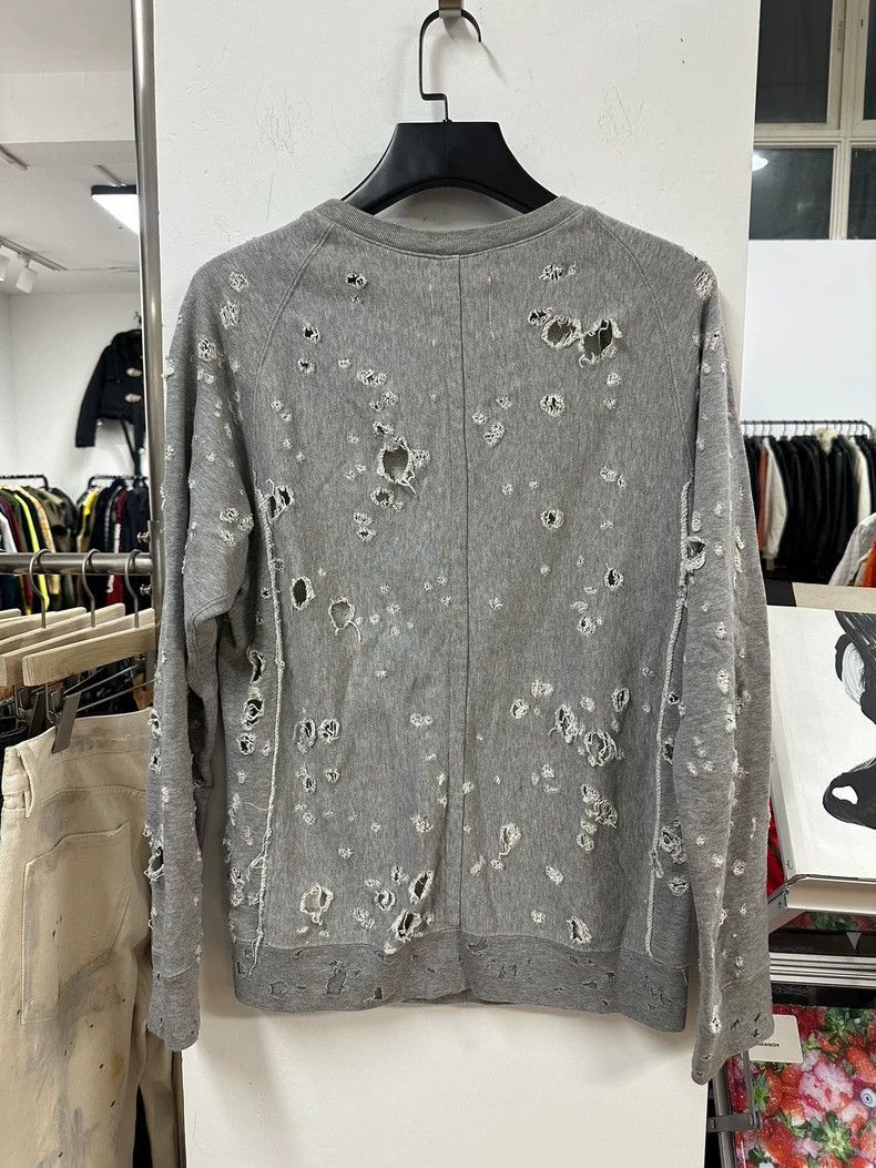 Takahiromiyashita The Soloist. Distressed Gray Sweatshirt with Holes- DMC-2508 Size US L / EU 52-54 / 3 - 6 Thumbnail