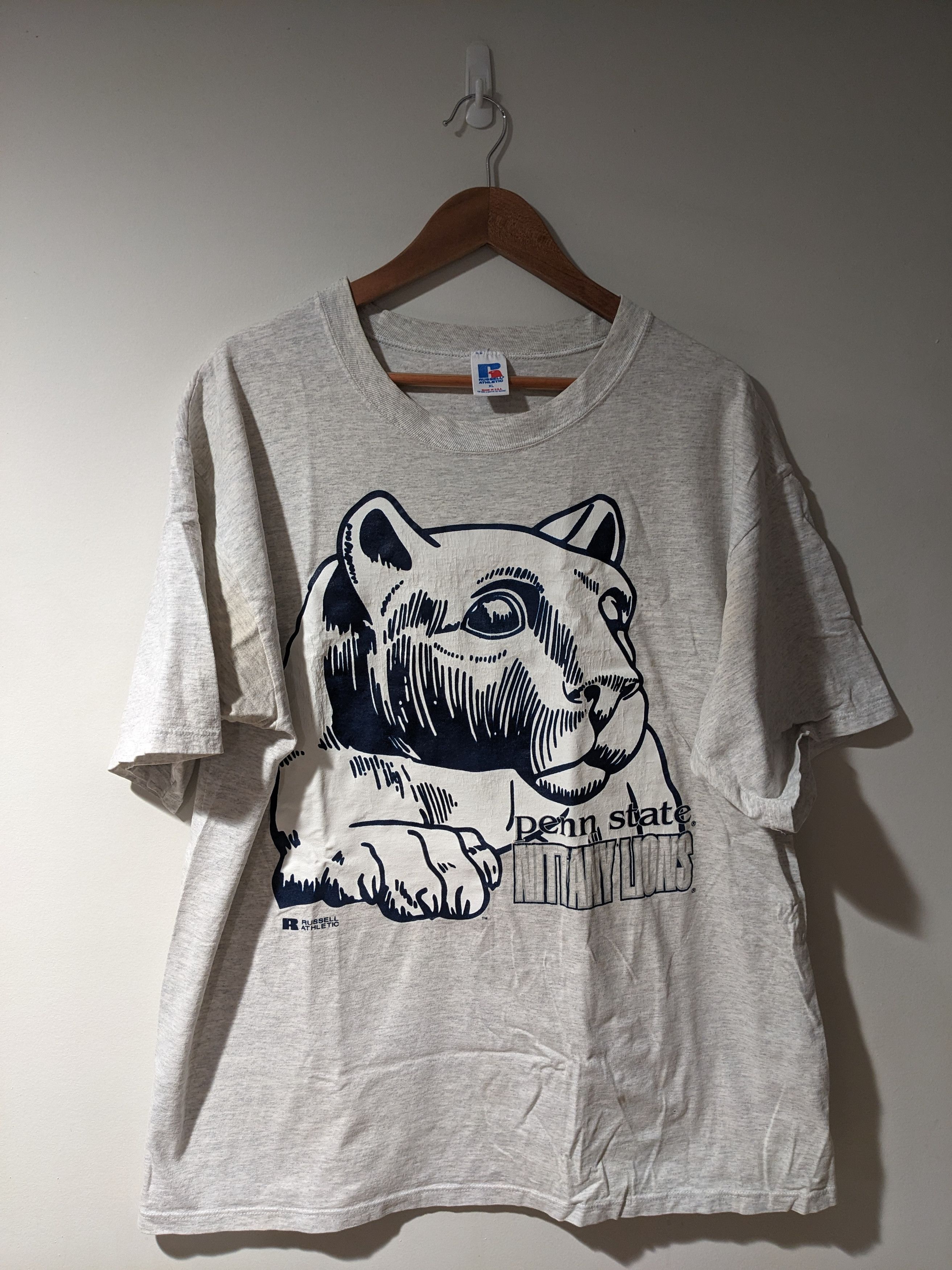 Russell Athletic × Vintage Vintage 90s Penn State Nittany Lion College Football T-Shirt Size US XL / EU 56 / 4 - 1 Thumbnail