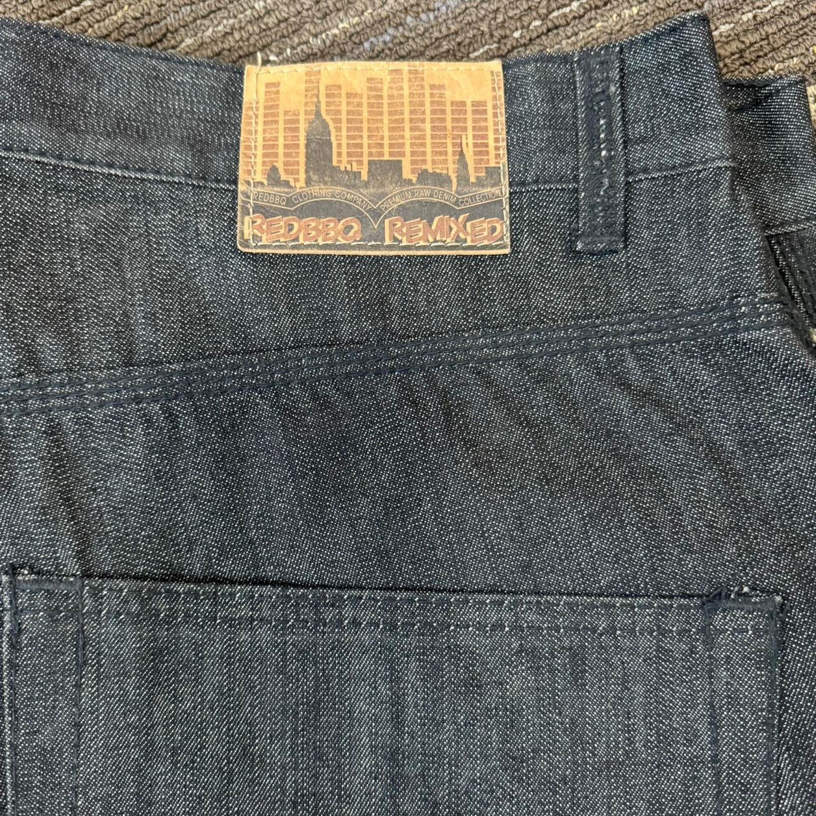 JNCO × Vintage Vintage Y2k Grunge RedBBQ Remixed Denim Black Baggy Jeans Size US 40 / EU 56 - 2 Thumbnail