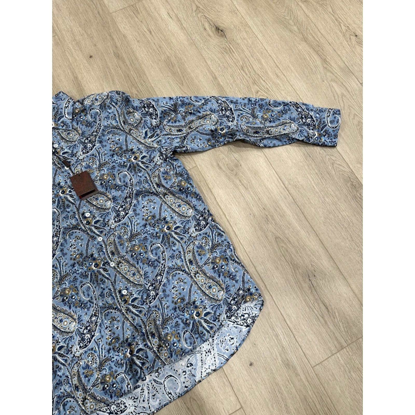 Etro NWT Etro Button-Down Dress Shirt Size 46 Blue/Multi Paisley Print Mens Shirt 46 Blue Paisley ETRO Dress Shirt Size 46R - 2 Thumbnail