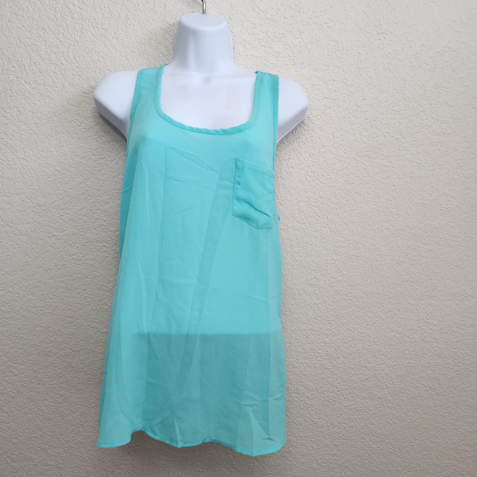 Other Zenana Outfitters Blue Green Opaque Sleeveless Top Large Size L / US 10 / IT 46 - 1 Thumbnail