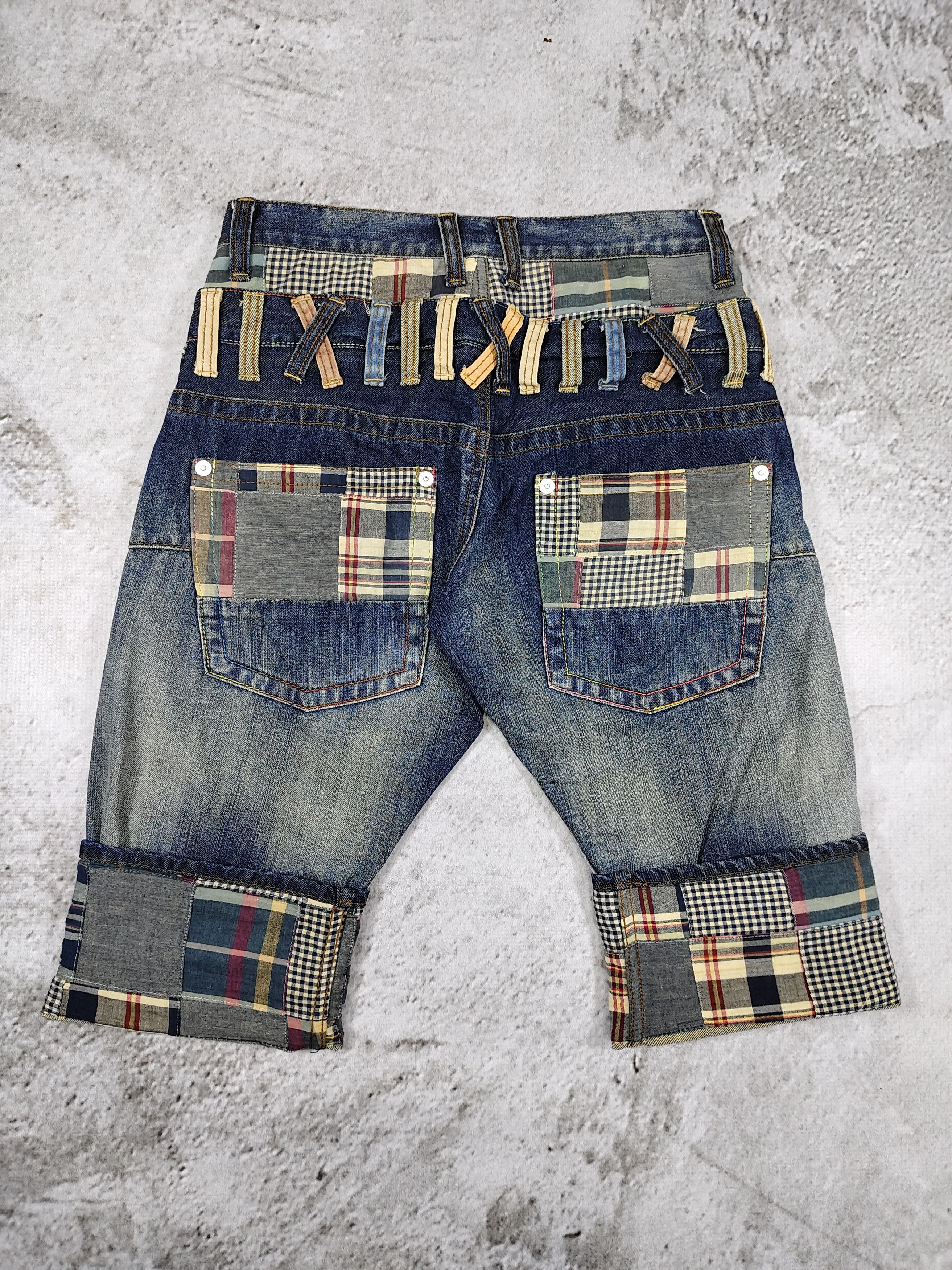 Japanese Brand 00s Double Focus🇯🇵 Hybrid Y2K Punk Grunge Patchwork Pants Size US 30 / EU 46 - 5 Thumbnail