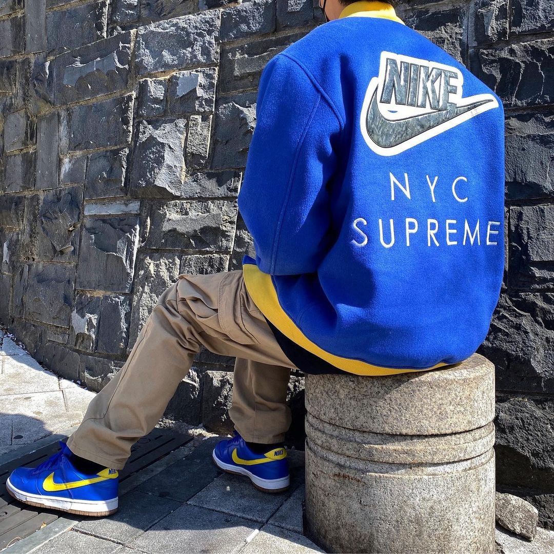 Nike × Supreme Supreme Nike SB Varsity Jacket Blue 2007 Size US XL / EU 56 / 4 - 10 Thumbnail