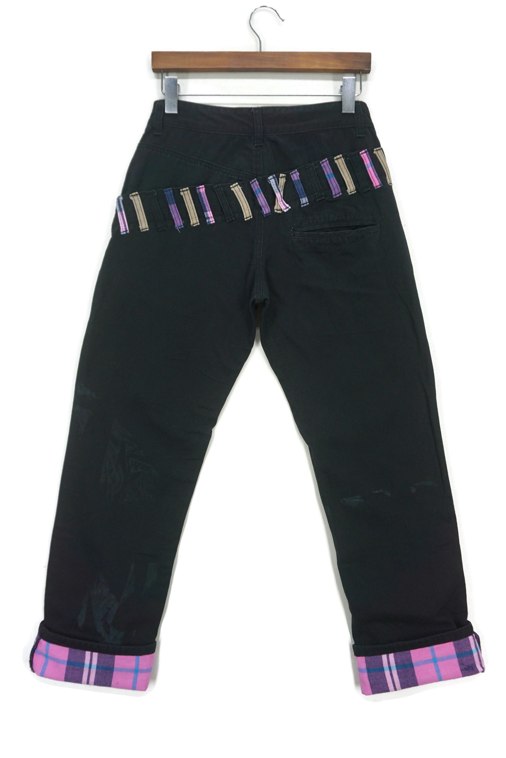 image of Rockers Straight Leg Pants Nylaus Japan Punk Rock Goth Plaid Lining in Black, Men's (Size 31)