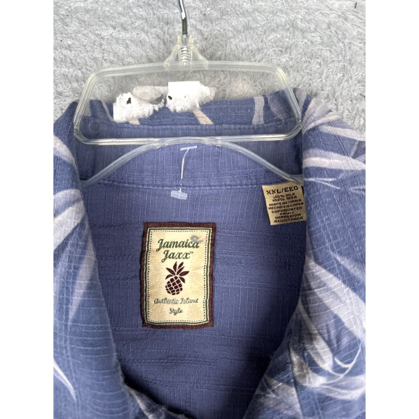 Vintage Jamaica Jaxx Shirt Men 2XL Blue Floral Leaf Hawaiian 100% Silk Button Up Size US XXL / EU 58 / 5 - 7 Thumbnail