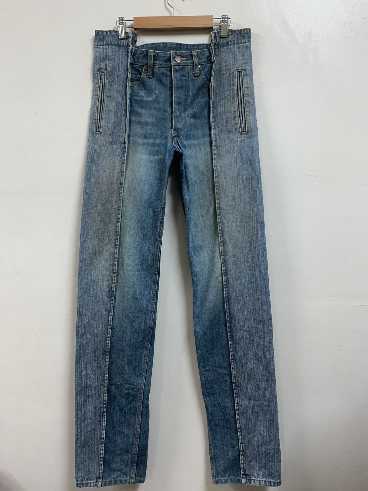 image of Made In Japan Designer Miharayasuhiro Dirty Patchwork Jeans in Blue, Men's (Size 33)