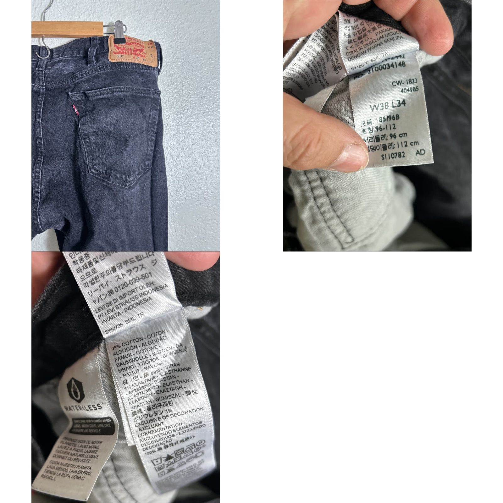 Levi's VINTAGE Levi's 501 Button Fly Straight Jeans Black Mens Size 38x34 Size US 38 / EU 54 - 9 Thumbnail