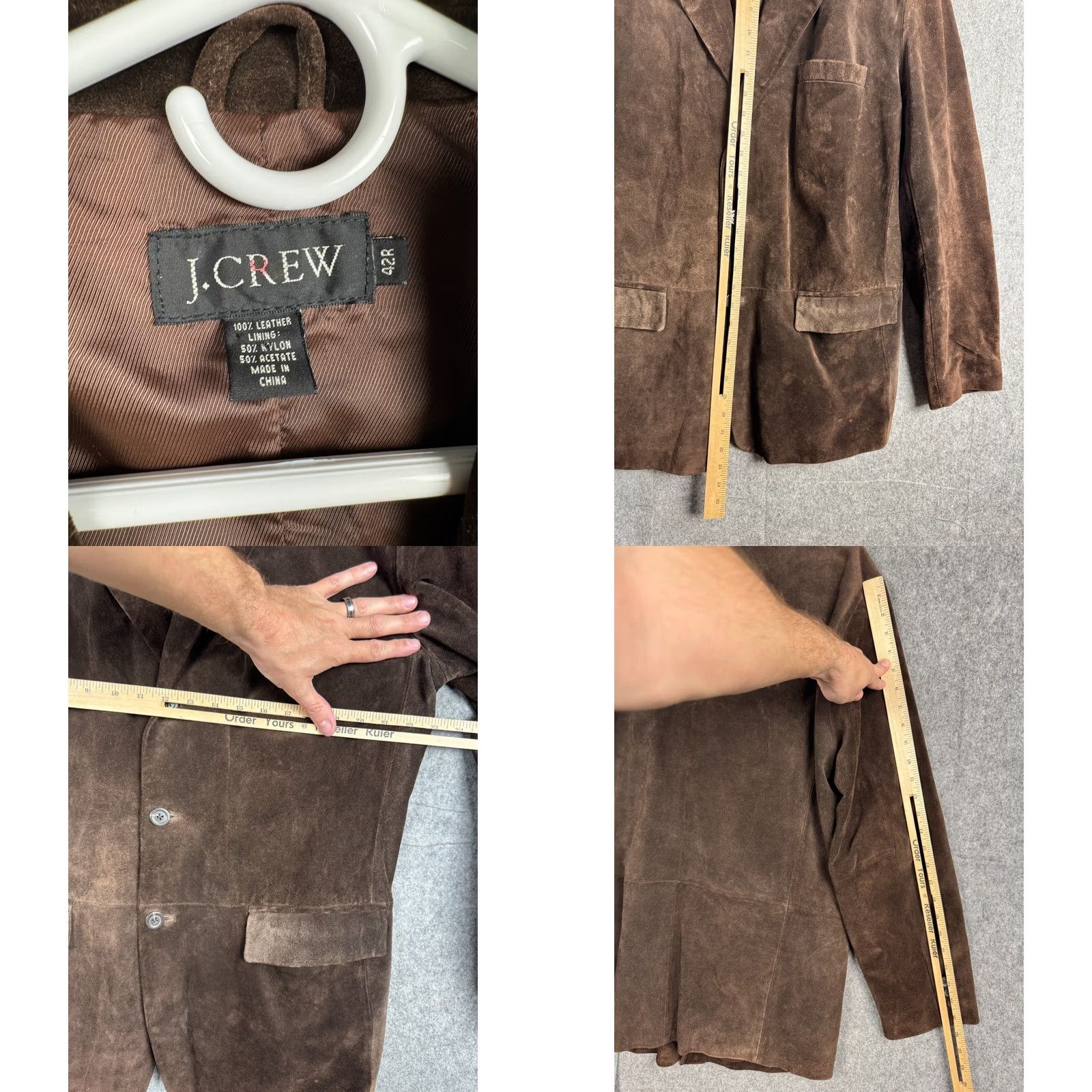 J.Crew J.CREW Brown Leather Suede Jacket Men's 42R Heavy Chore Coat Pockets Size US L / EU 52-54 / 3 - 8 Thumbnail