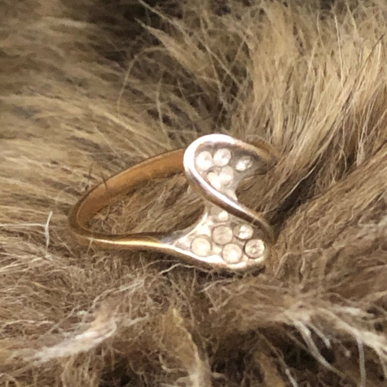 Vintage Vintage 80s clear rhinestone swirl gold plate ring Size ONE SIZE - 1 Thumbnail