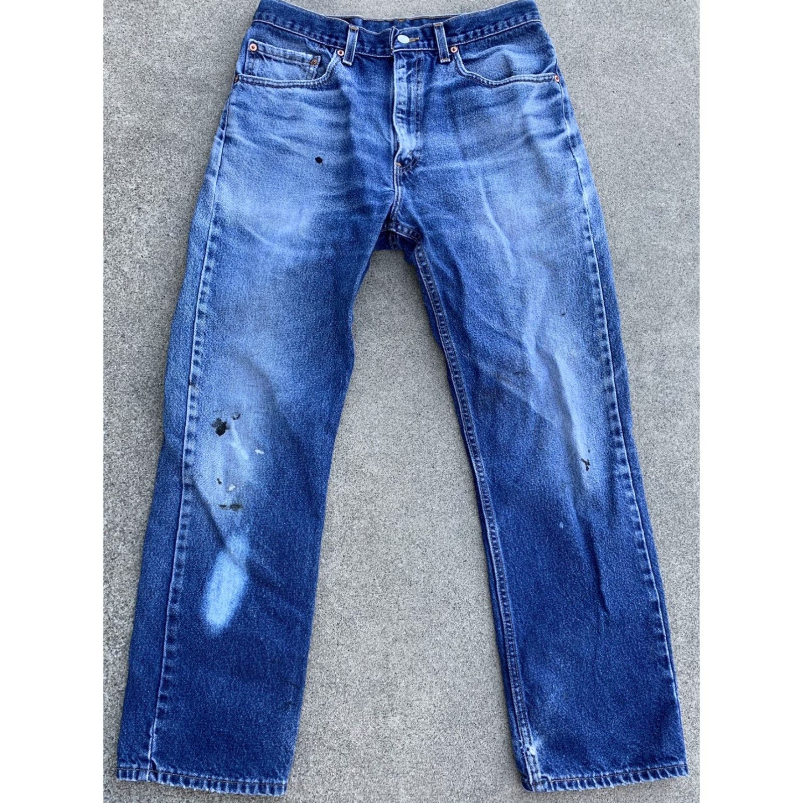 Levi's VINTAGE Levi’s 505 Jeans Regular Fit Straight 32x30 Blue Denim Distressed Belt Loops 5-Pocket Men Size US 33 - 4 Thumbnail
