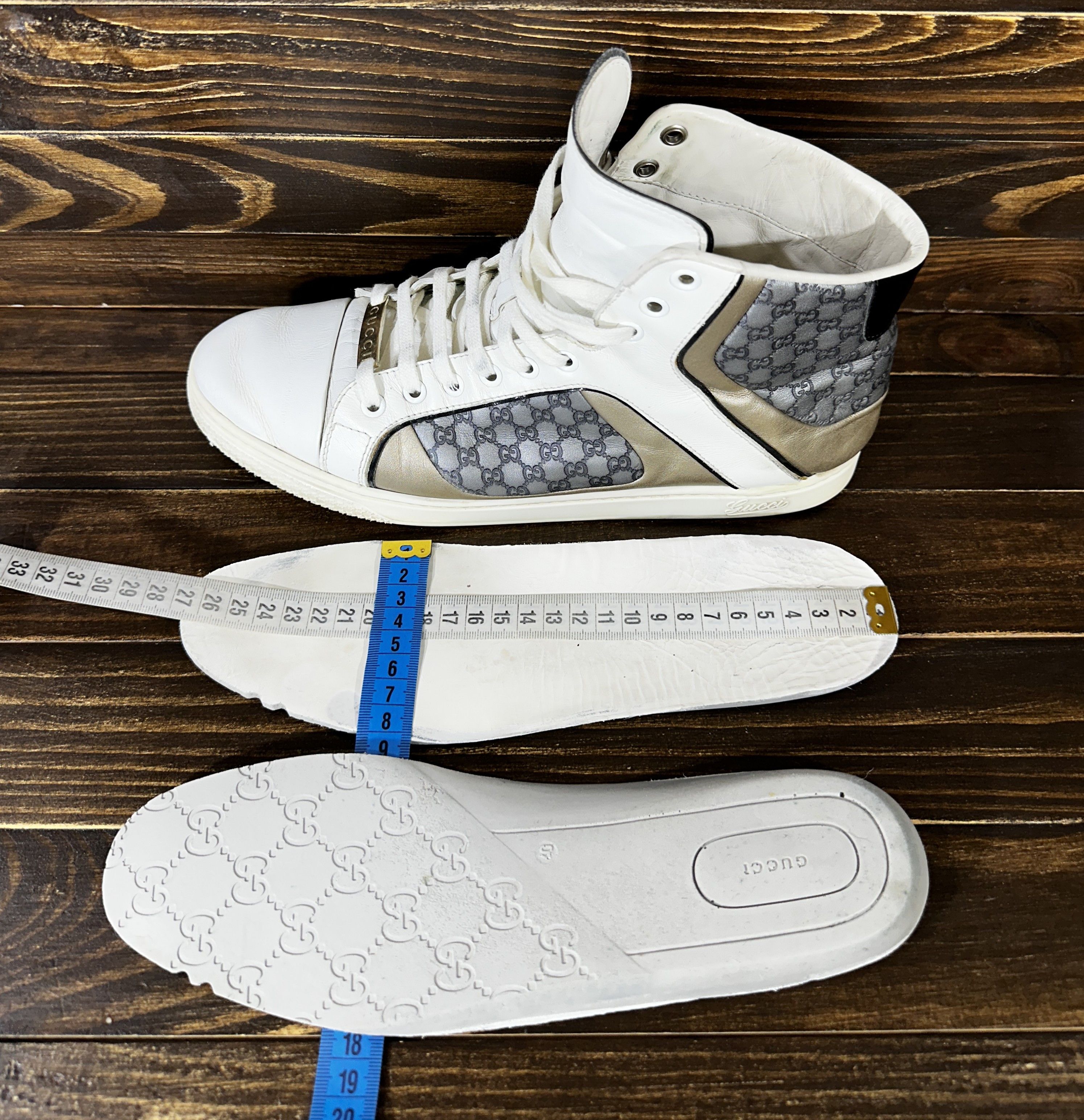 Gucci × Leather GUCCI Guccissima Monogram Leather Hi-Top Sneakers Italy Size US 9.5 / IT 39.5 - 16 Thumbnail
