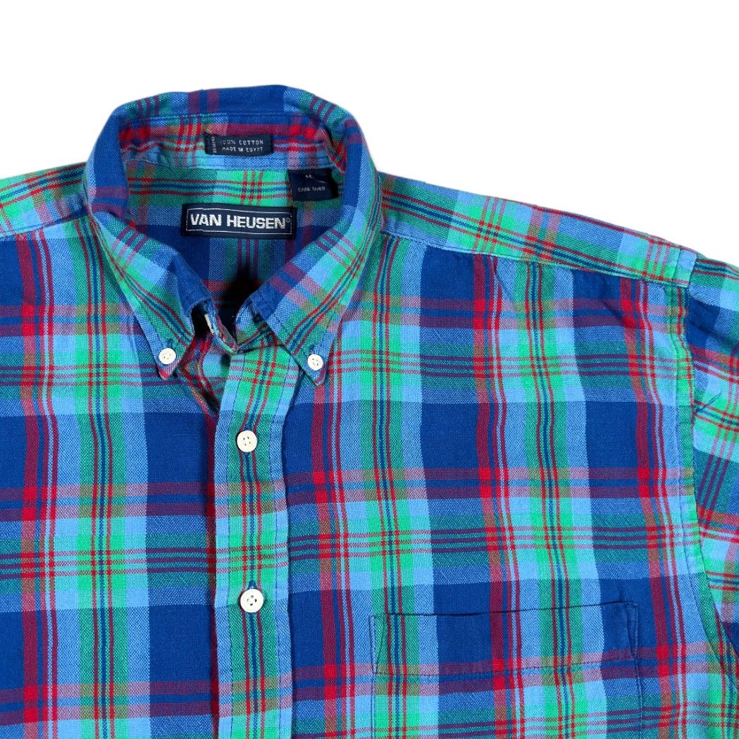 Van Heusen VINTAGE Van Heusen Shirt Adult MEDIUM Blue Plaid Madras Preppy Casual 90s Size US M / EU 48-50 / 2 - 2 Thumbnail