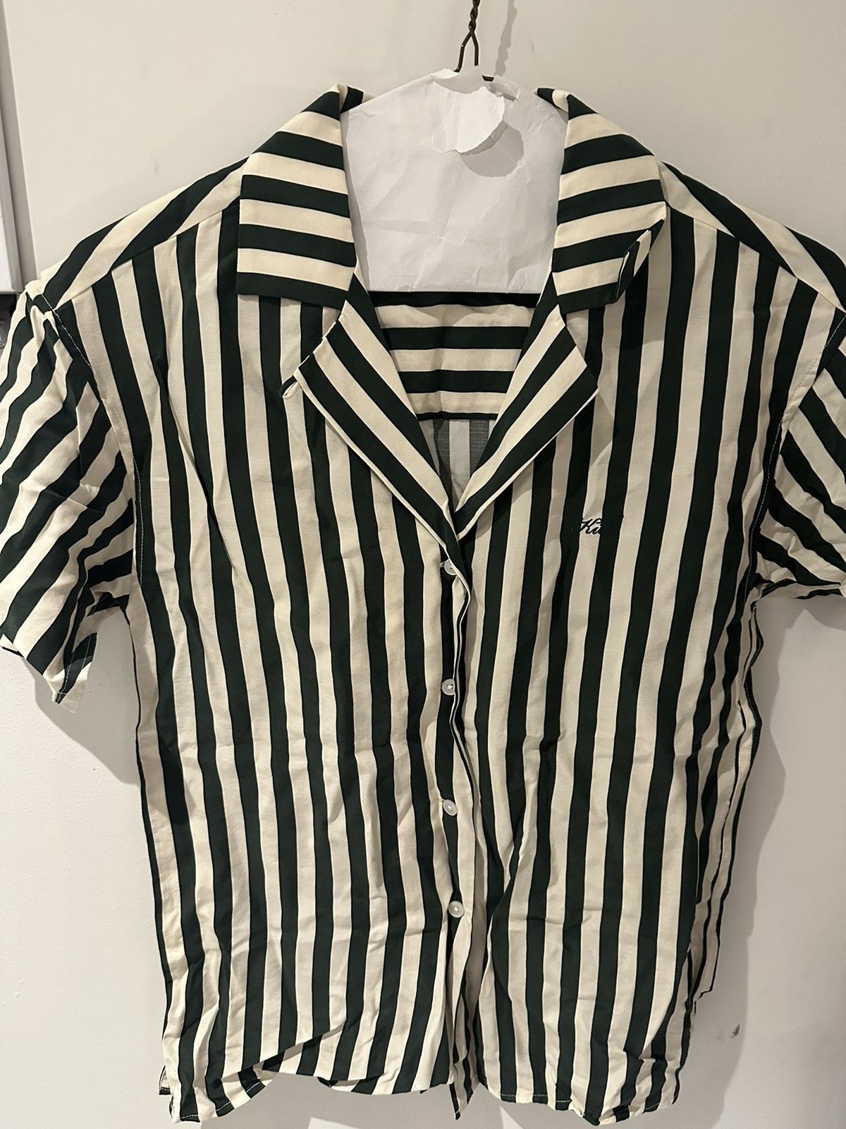 image of Kith Stripped Buttoned Short Sleeve in Green, Men's (Size XS)