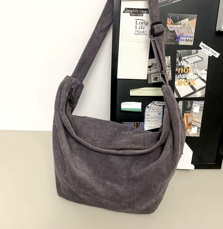 Japanese Brand Corduroy Capacity Shoulder Crossbody Bag Size ONE SIZE - 3 Thumbnail