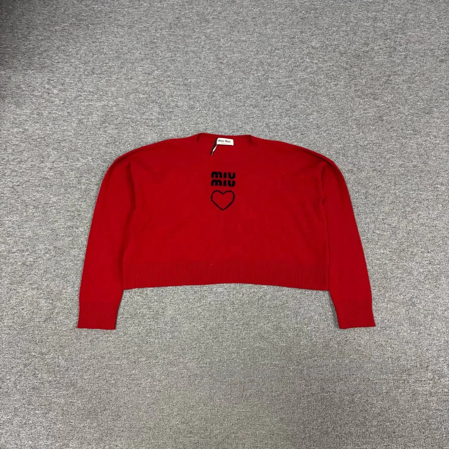 Miu Miu miu miu Love-themed embroidered logo; short cashmere knit Size S / US 4 / IT 40 - 2 Thumbnail