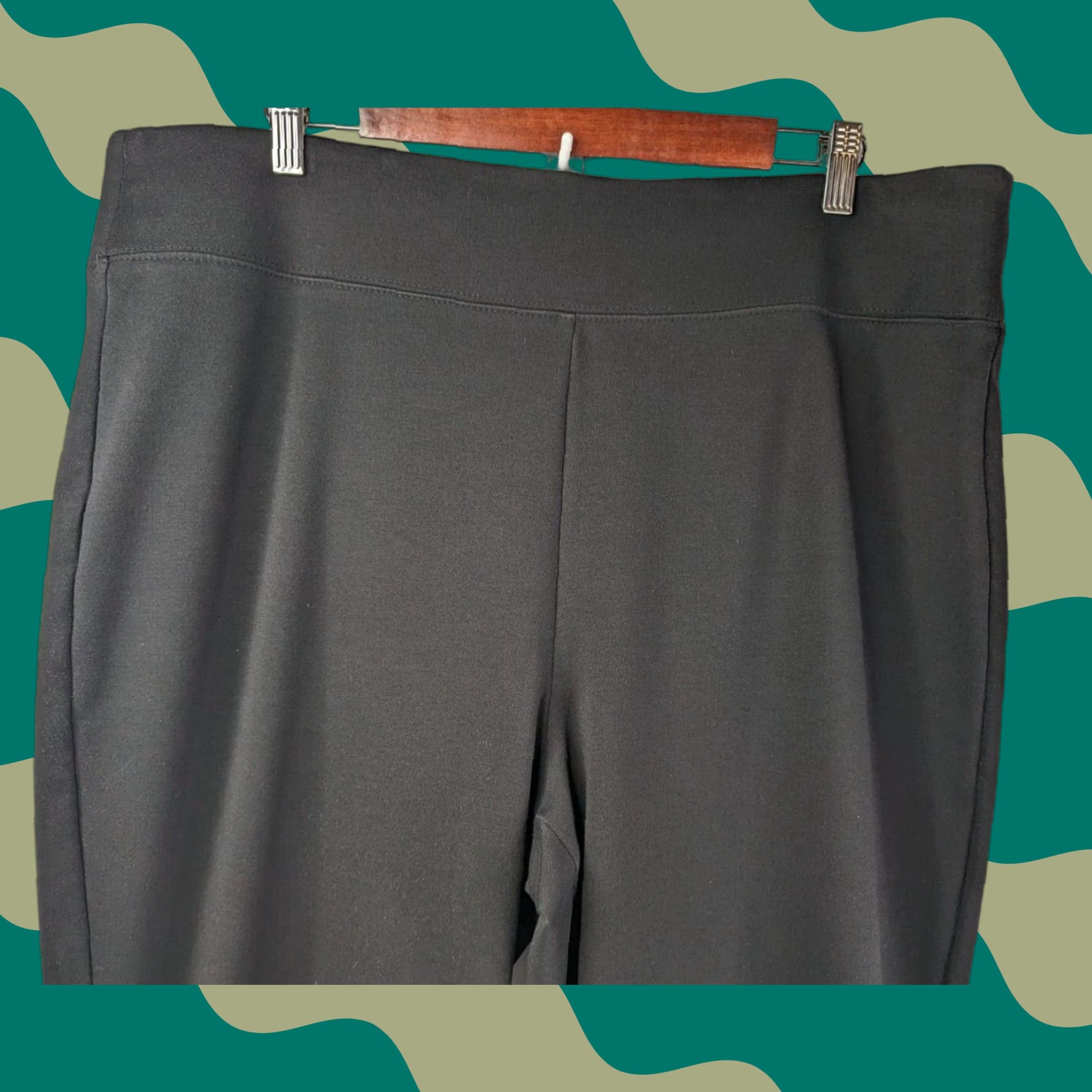 Vintage Susan Graver Pants Women's XL Lounge Pull On Black Solid Stretch Casual Straight Vintage? No. Size 40" / US 18 - 1 Thumbnail