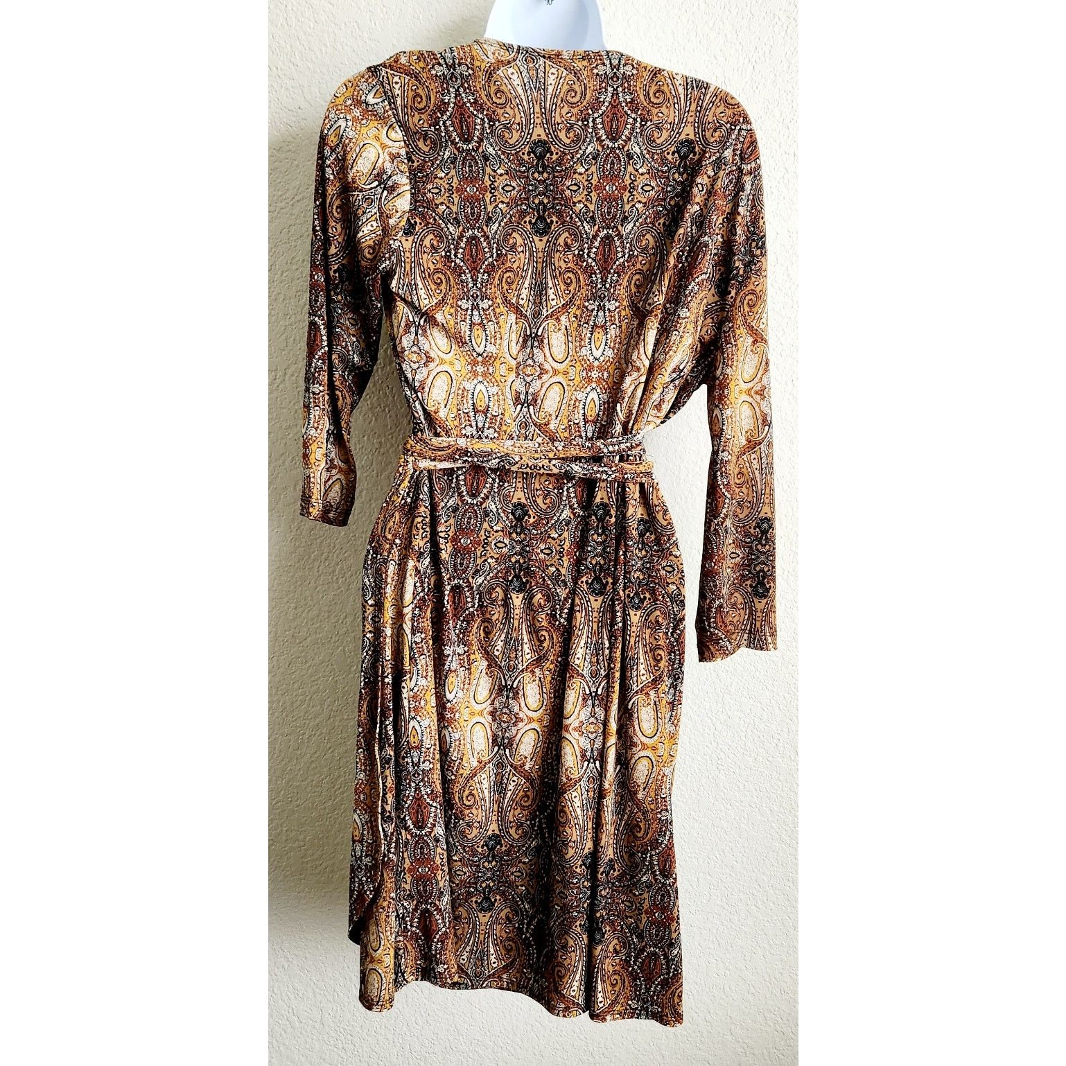 Other Emma & Michelle Brown Gold Black Floral Print Wrap Dress 8 Size M / US 6-8 / IT 42-44 - 4 Thumbnail