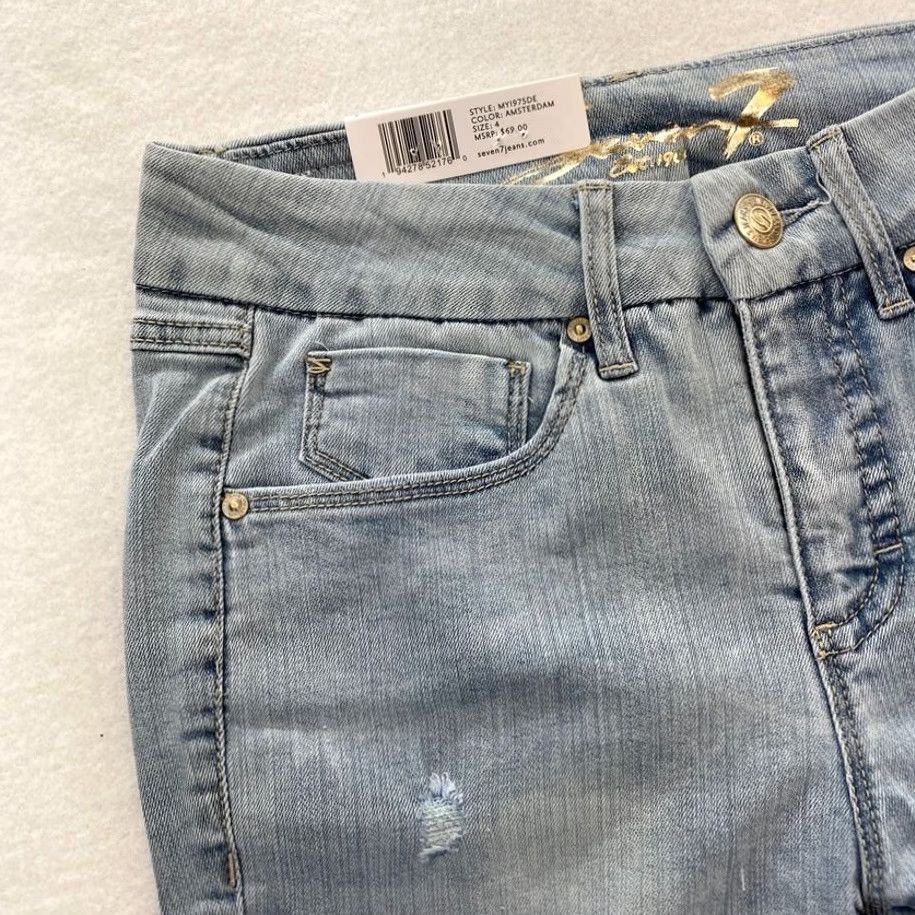 Vintage Seven7 Jeans Women's 4 Tummyless High Rise Skinny Light Wash Denim Jeans Size 27" / US 4 / IT 40 - 4 Thumbnail