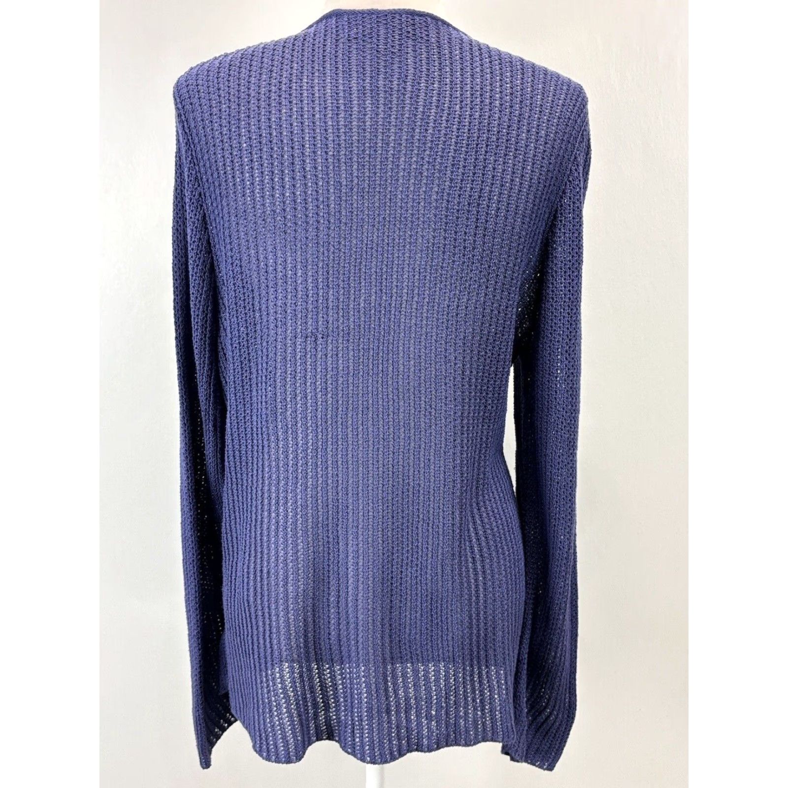 Vintage VINTAGE Beyond Threads Peru Cardigan Sweater Woman Large Blue V-Neck Pima Cotton Knit Women, Cardigan, Blue, L, 100% Pima-Bamboo Blend Size L / US 10 / IT 46 - 3 Thumbnail