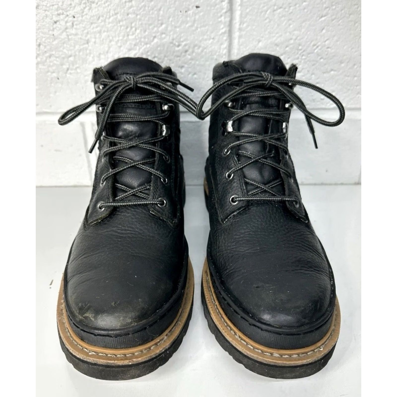 Vintage Chinook Workhorse II Black Leather Work Boots Soft Toe Men’s 12 6” Size US 12 / EU 45 - 3 Thumbnail
