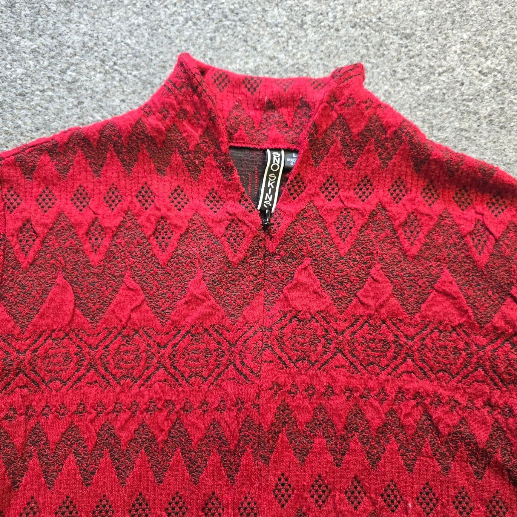 Layer 8 Snoskins Top Women Size Large Red Knit 1/4 Zip Stretchy Long Sleeve Layer Casual Shirt Size L / US 10 / IT 46 - 2 Thumbnail