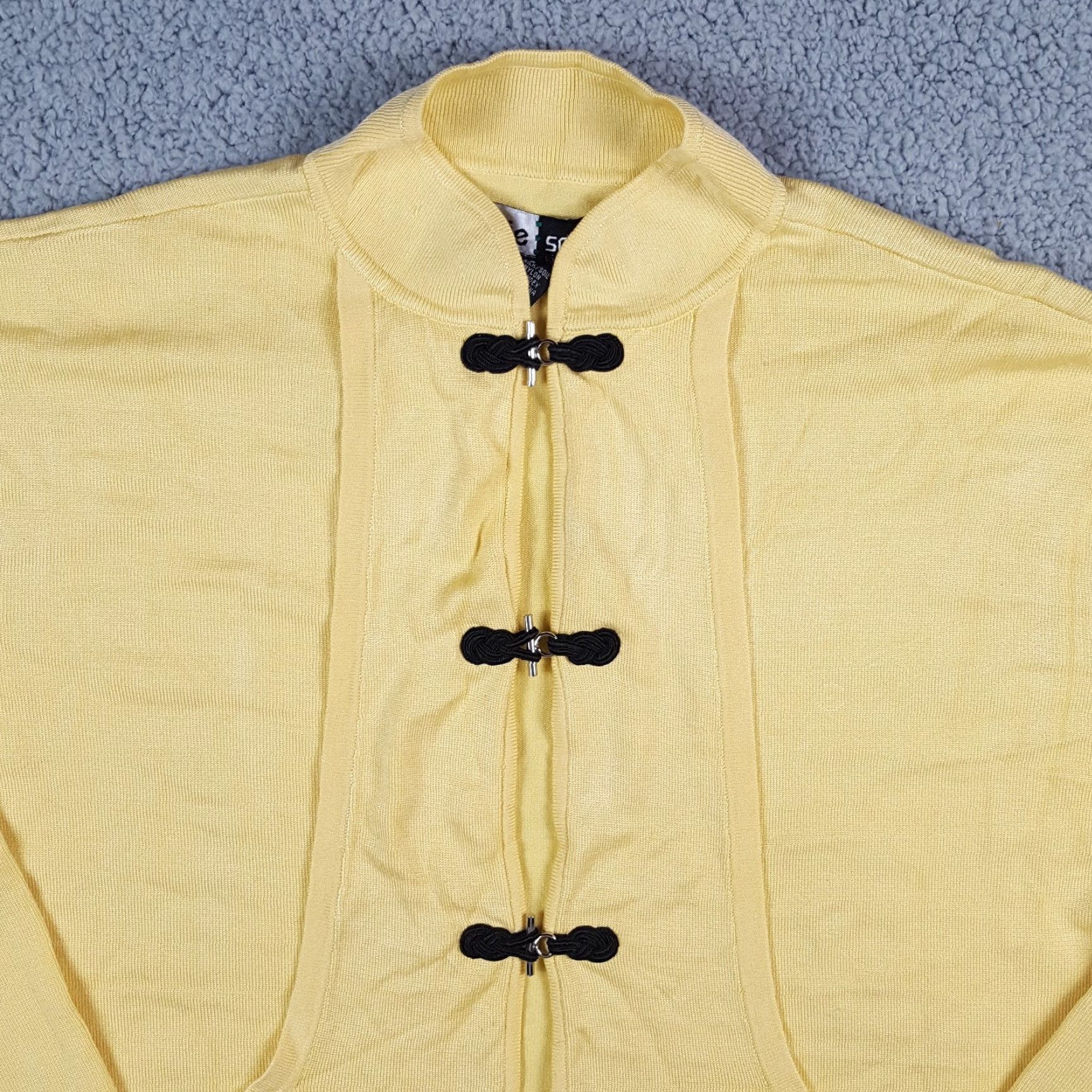 Vintage VINTAGE Jamie Sadock Women's Cardigan Sweater Knit Silk Button 90s Preppy Y2K Yellow Medium Size M / US 6-8 / IT 42-44 - 2 Thumbnail
