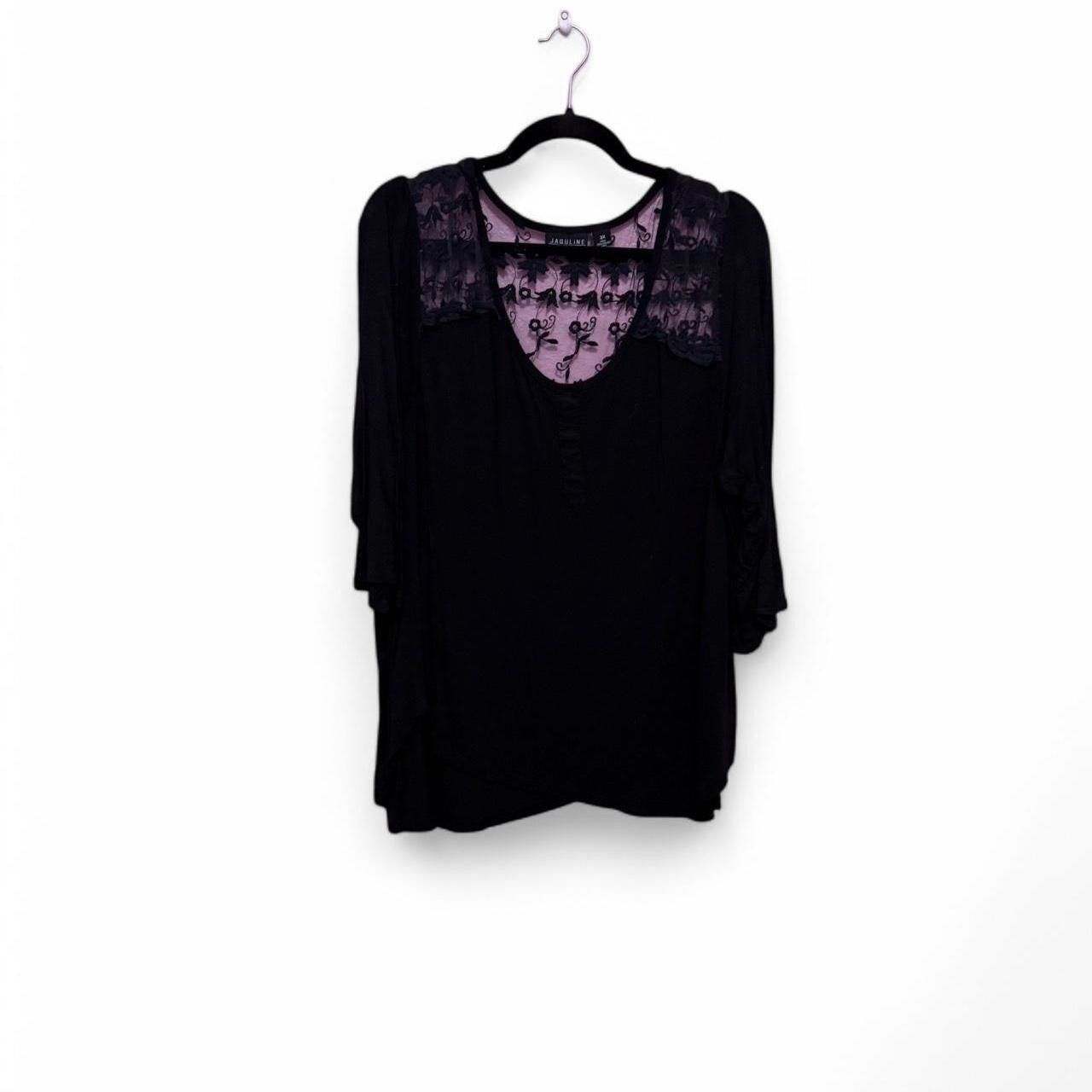 Designer Chic Black Blouse with Lace Details Size M / US 6-8 / IT 42-44 - 1 Thumbnail