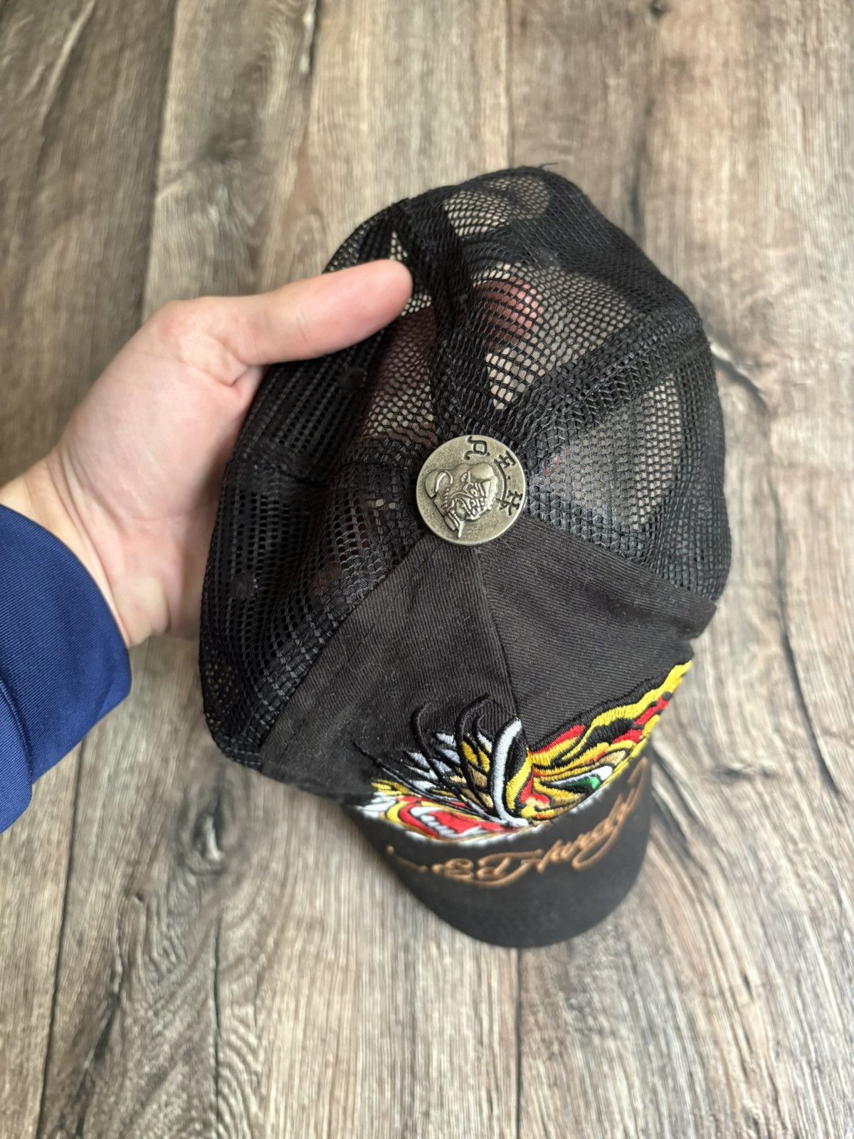 Christian Audigier × Ed Hardy × Vintage Vintage Ed Hardy Tiger Trucker Cap Hat Size ONE SIZE - 6 Thumbnail