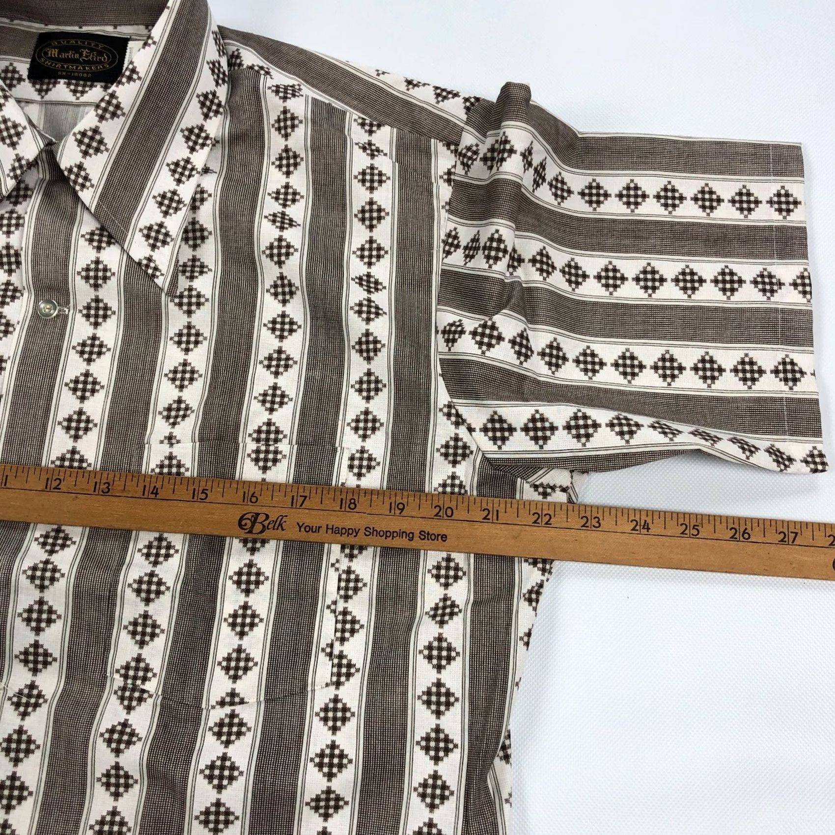 Vintage VINTAGE Martin Efird Shirt Mens L Short Sleeve Button-Up Geometric 70s True Vintage Runway Casual Mens Size US L / EU 52-54 / 3 - 7 Thumbnail