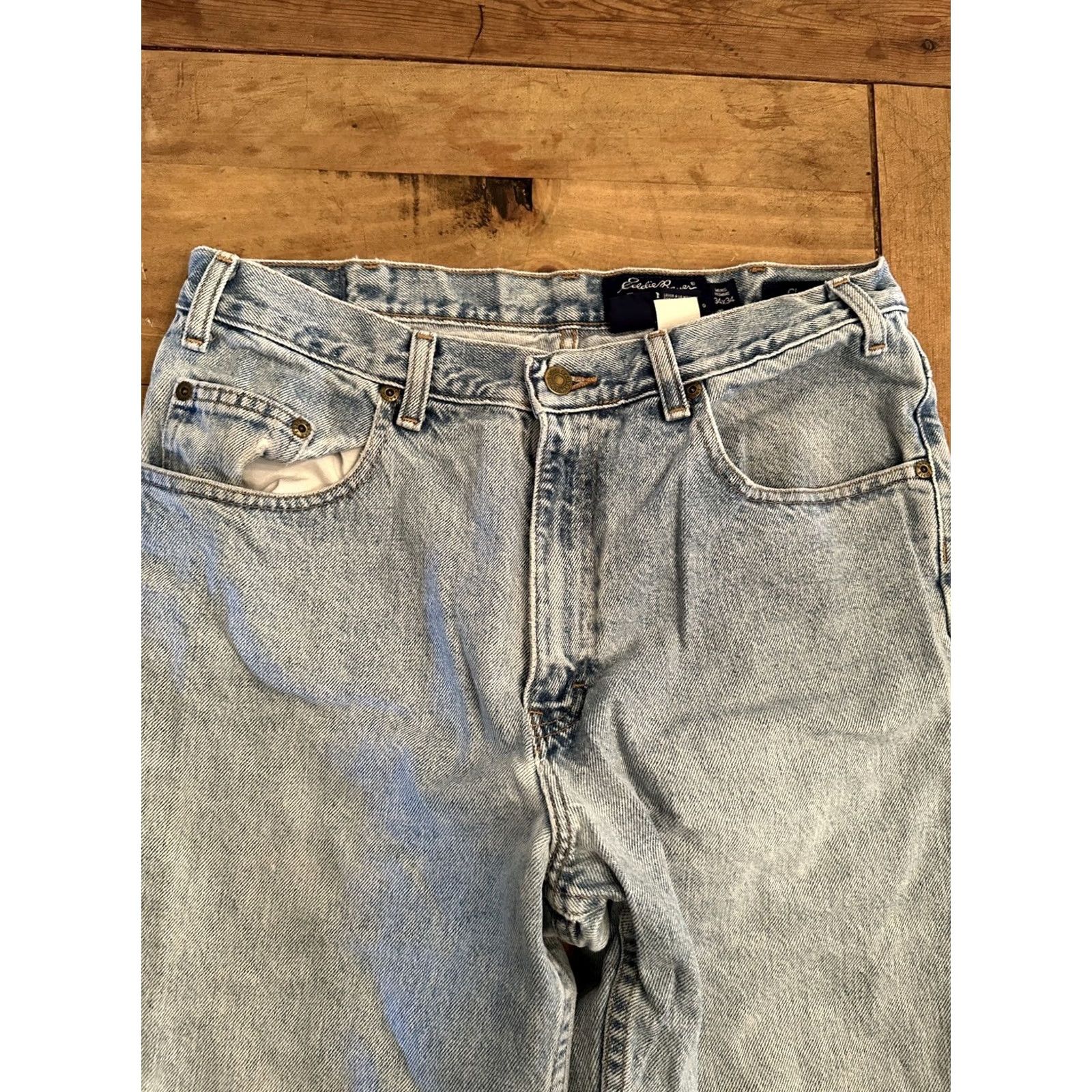 Eddie Bauer VINTAGE Eddie Bauer Jeans Mens Distressed Blue Denim Straight Leg 34 x 34 Classic Fit Regular Inseam 34 Size US 34 / EU 50 - 7 Thumbnail