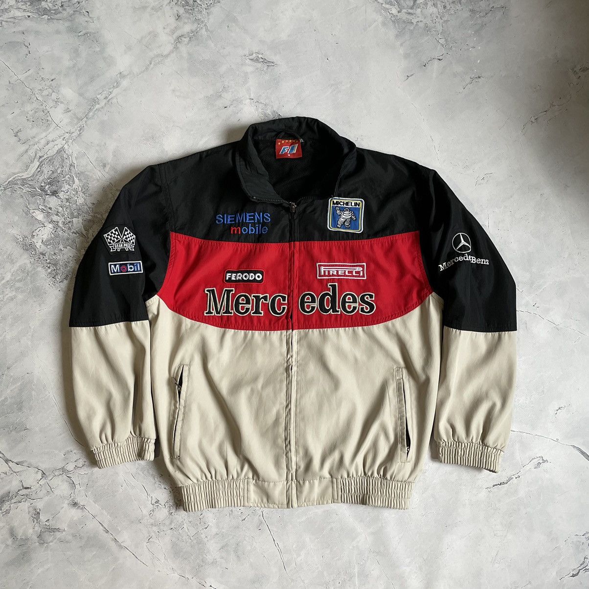 image of Marlboro x Mercedes Benz Mercedes Mclaren Vintage F1 Racing Jacket in Black Red, Men's (Size Small)