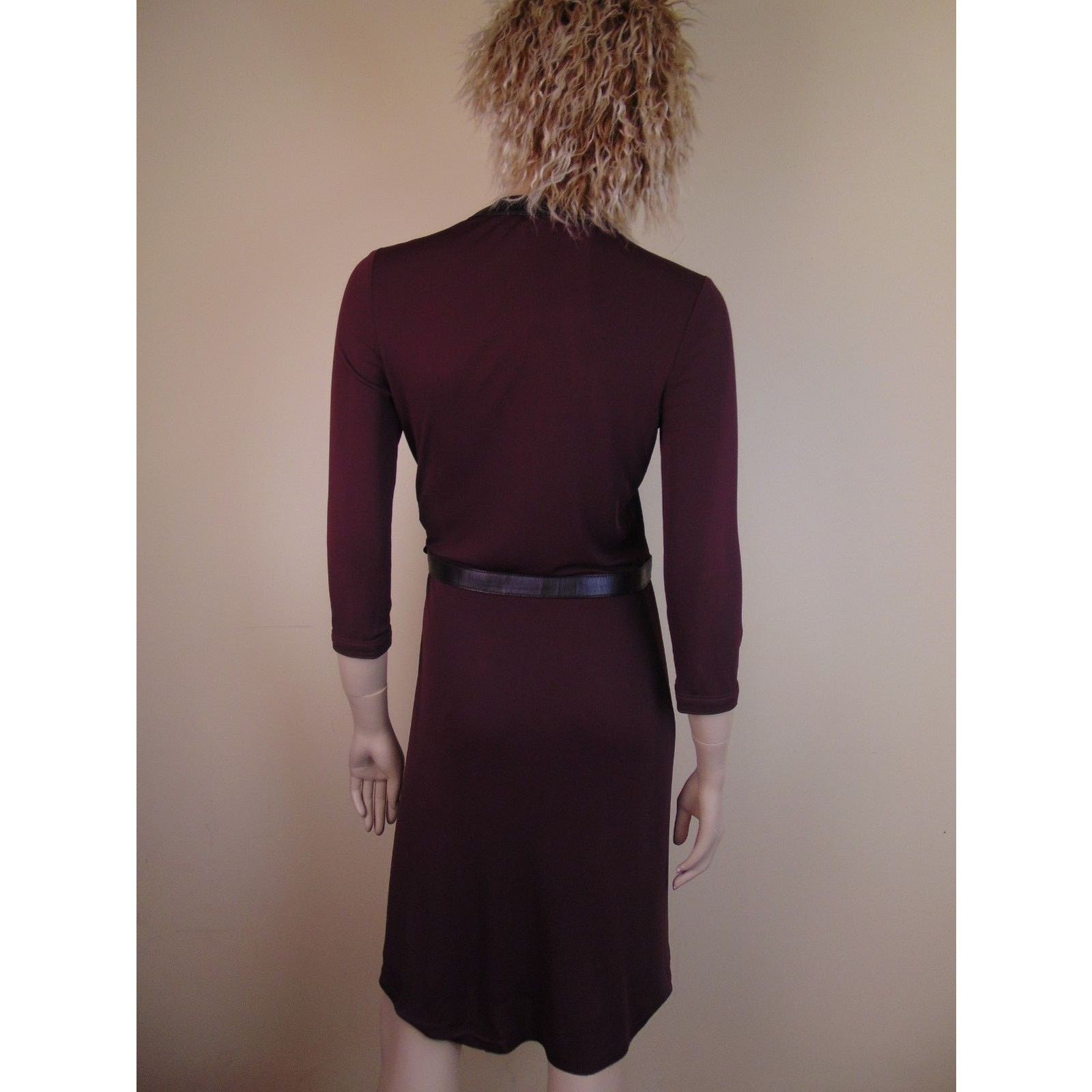 Gucci GUCCI BURGUNDY VISCOSE LEATHER BELTED BUCKLES DRESS 40 IT Size S / US 4 / IT 40 - 5 Thumbnail