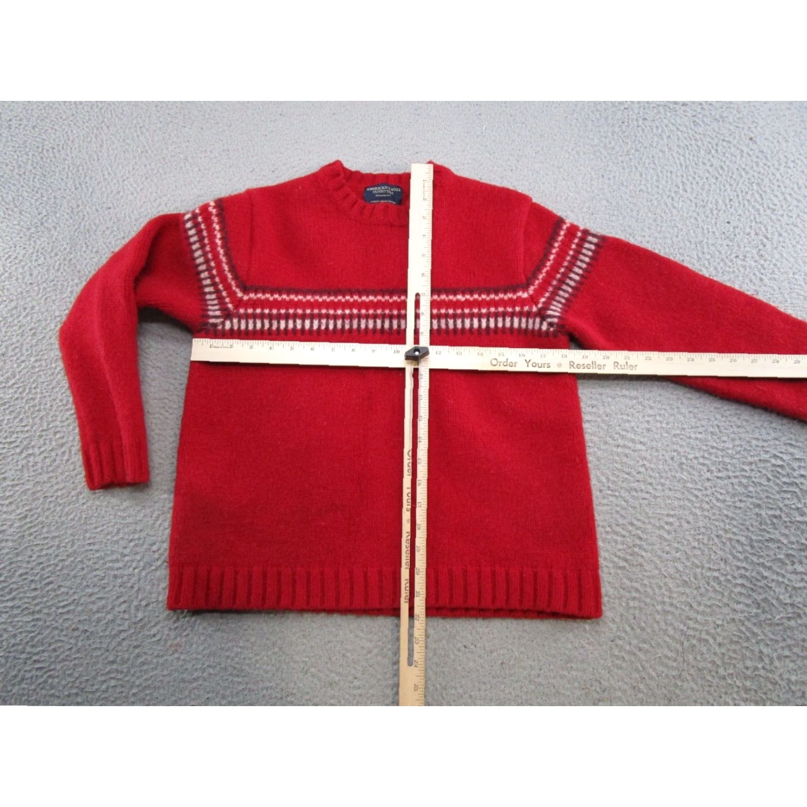 American Eagle Outfitters VINTAGE American Eagle Sweater Women's L Pullover Wool 100% Striped Red US 90s Classic Preppy Mens? No gender at end: Women Size L / US 10 / IT 46 - 4 Thumbnail