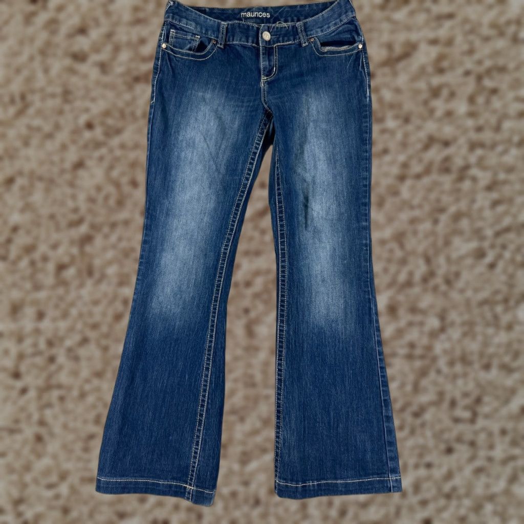 Vintage Maurices Jeans Womens 9 Blue Denim Bootcut Embroidered Cotton Blend Size 30" / US 8 / IT 44 - 1 Thumbnail