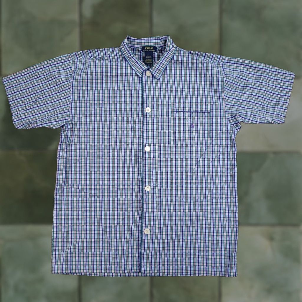 Polo Ralph Lauren Polo Ralph Lauren Short Sleeve Plaid Shirt Mens Large Blue Lightweight Size US L / EU 52-54 / 3 - 1 Thumbnail