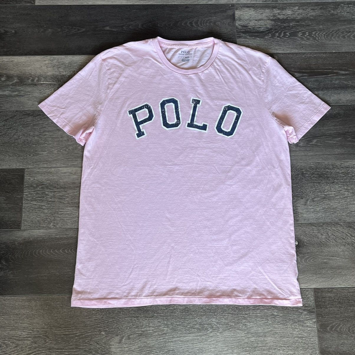 Polo Ralph Lauren Vintage Polo Ralph Lauren Light Baby Pink Arch Logo T Shirt Size US L / EU 52-54 / 3 - 1 Thumbnail
