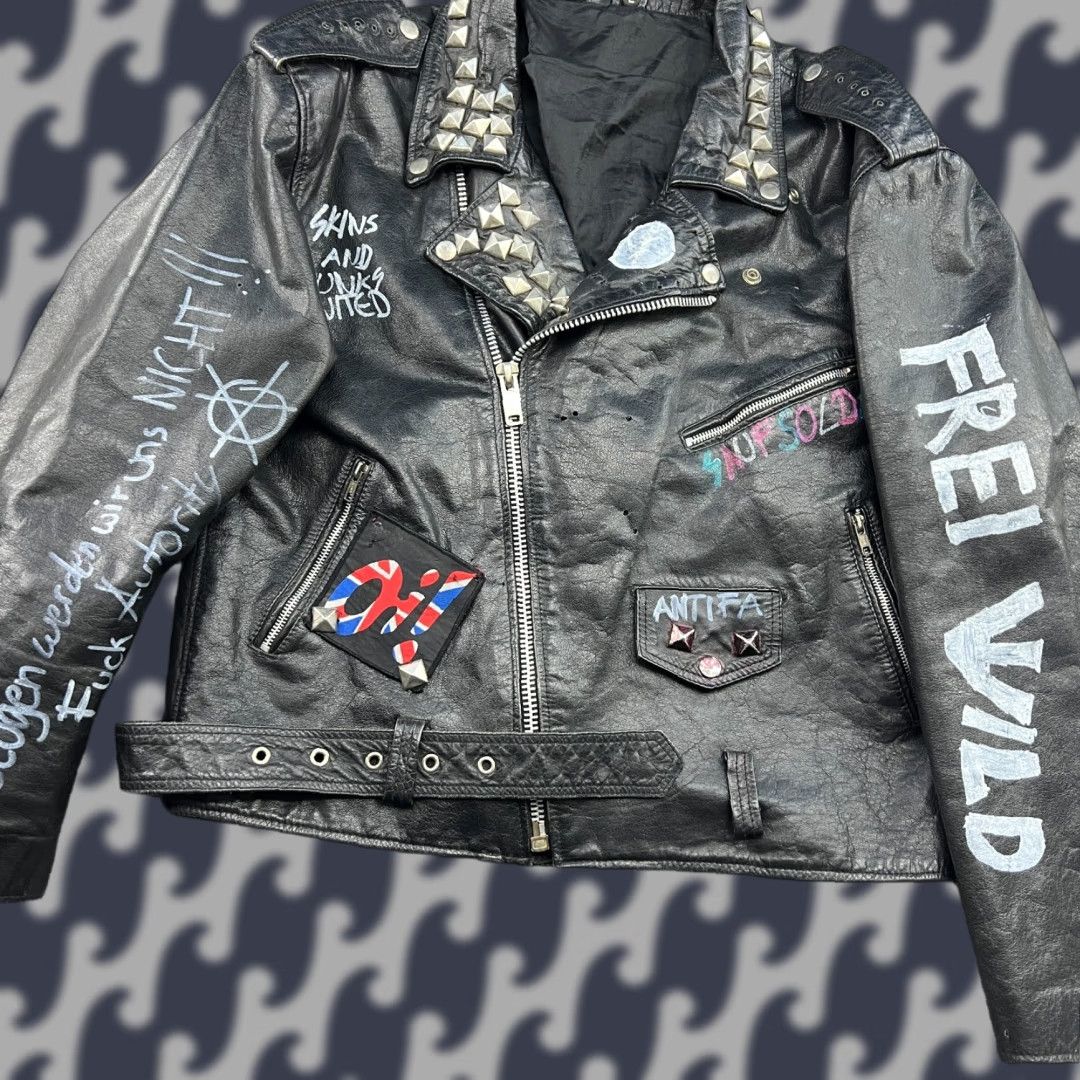 Vintage VINTAGE Unbranded Leather Jacket Motorcycle Shirt Mens L Black Rock Marlon Brando Punk Jacket - Full Zip Size US L / EU 52-54 / 3 - 1 Thumbnail