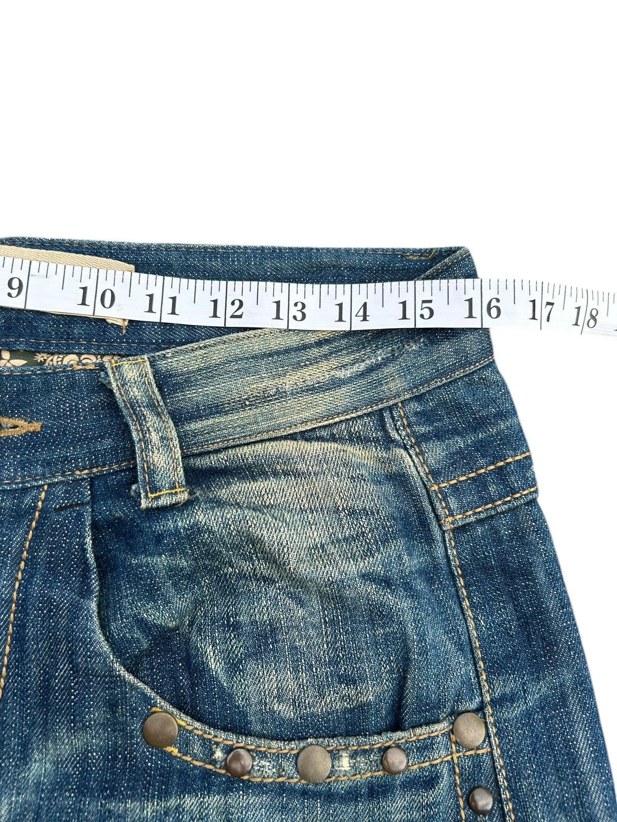 Kapital Vintage Blue Starnik Punk Bondage Faded Denim Jeans Size US 32 / EU 48 - 18 Thumbnail
