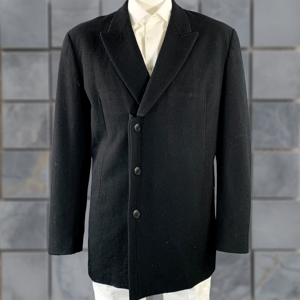 Yohji Yamamoto YOHJI YAMAMOTO Black Wool Sport Coat XL Peak Lapel Men Size US XL / EU 56 / 4 - 1 Thumbnail