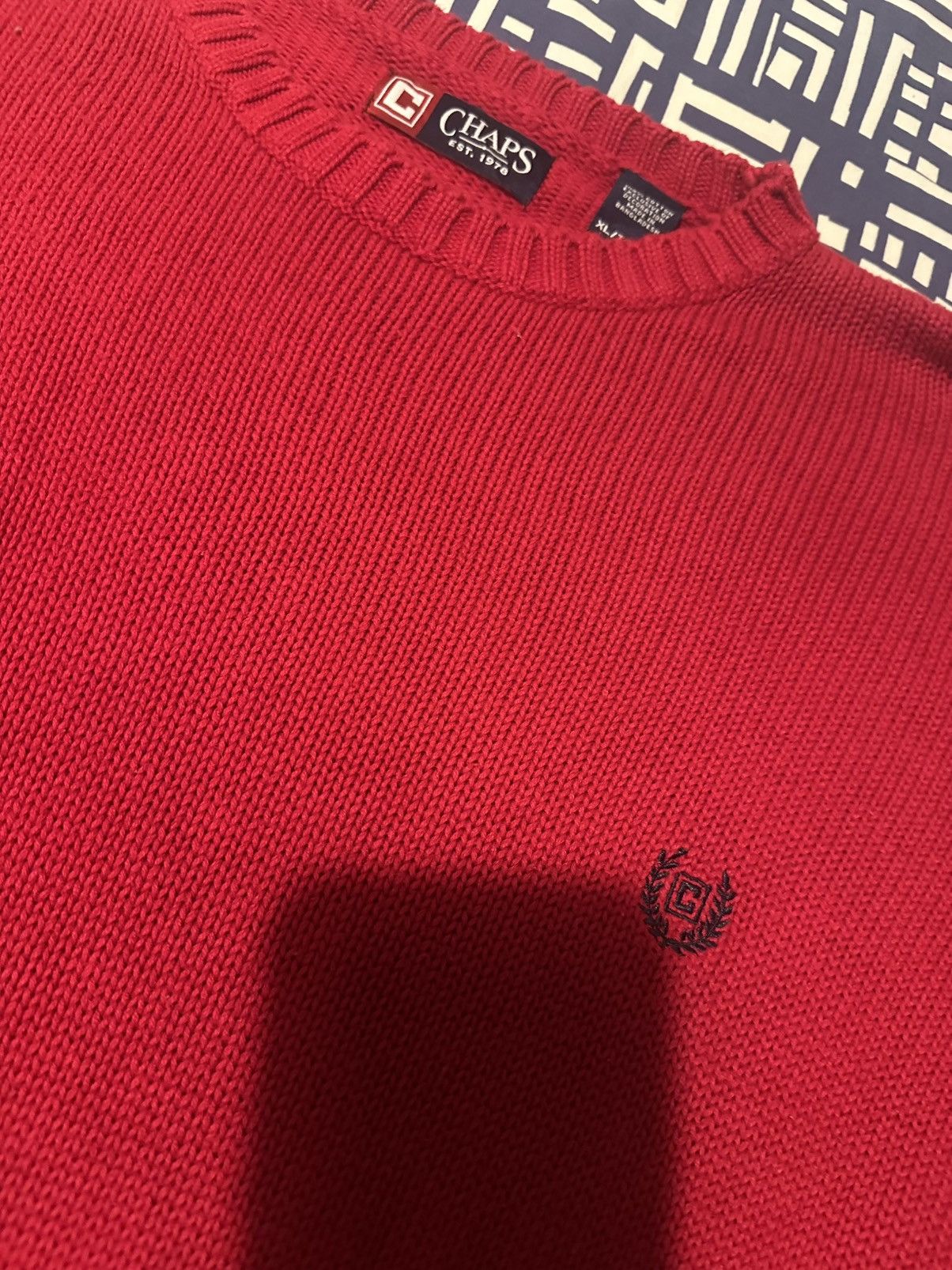 Chaps Ralph Lauren × Vintage VINTAGE Ralph Lauren Chaps Knit jumper Burgundy Cotton Size US XL / EU 56 / 4 - 1 Thumbnail