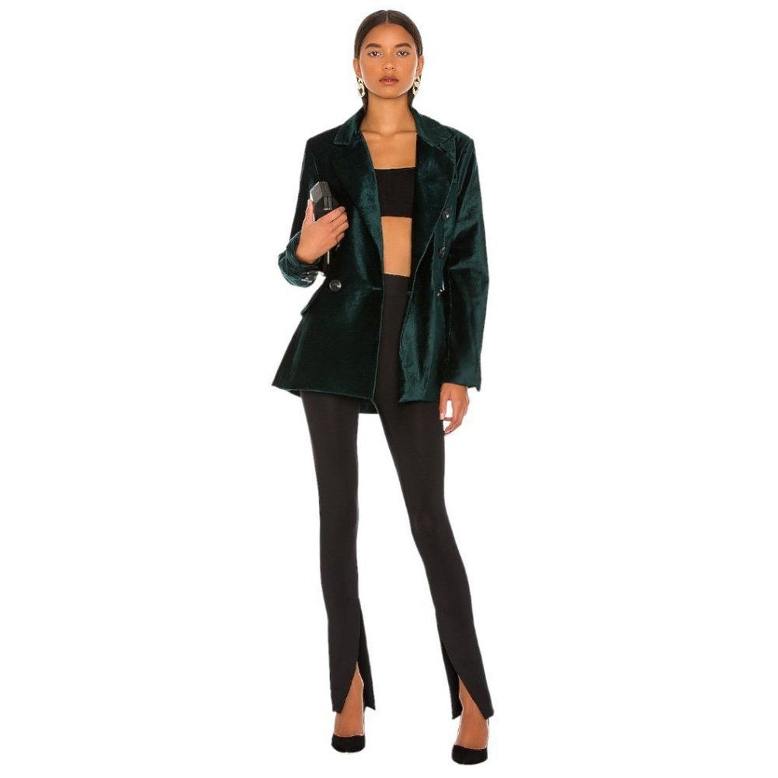 Free People Free People Velvet Ashby Double Breasted Blazer Jade Small Size S / US 4 / IT 40 - 2 Thumbnail