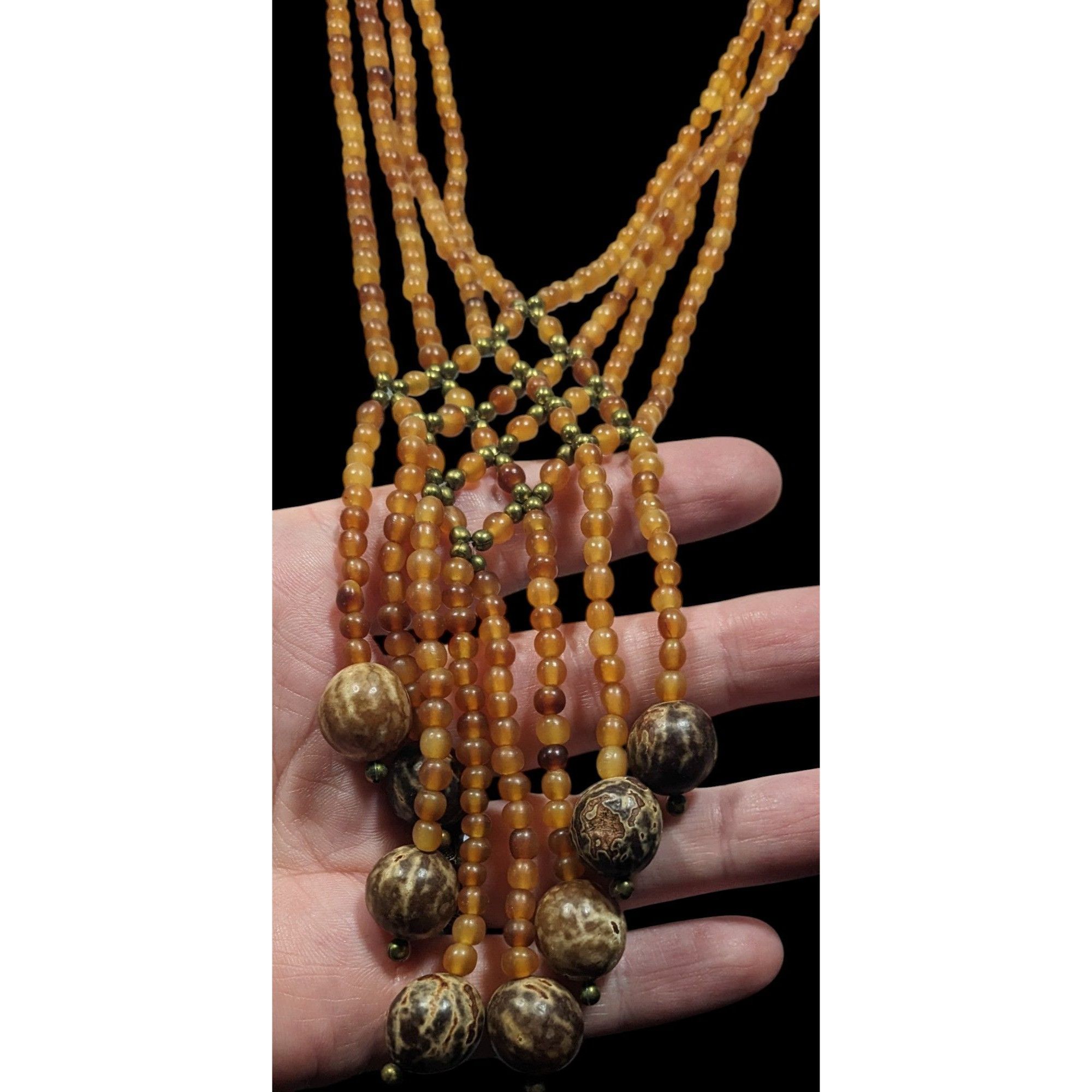 Other Unique Bohemian Glass Wood And Metal Braided Beaded Necklace Size ONE SIZE - 3 Thumbnail