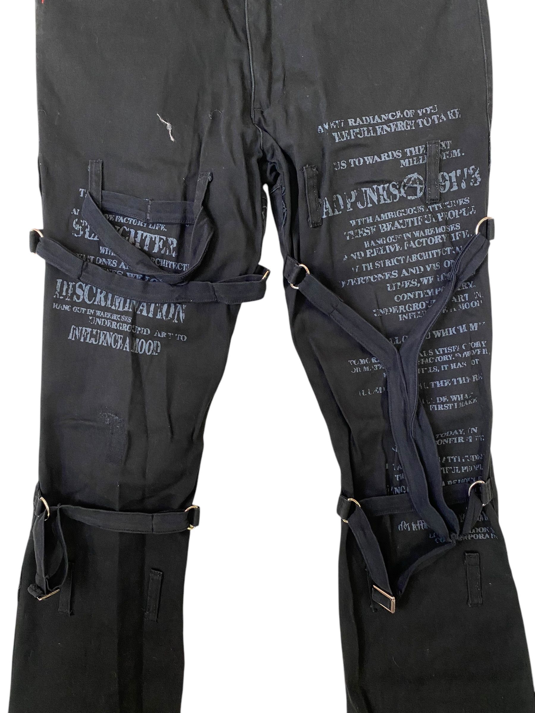 Hysteric Glamour × Japanese Brand 2000s Mad Punk printed zipped bondage pant Size US 29 - 4 Thumbnail