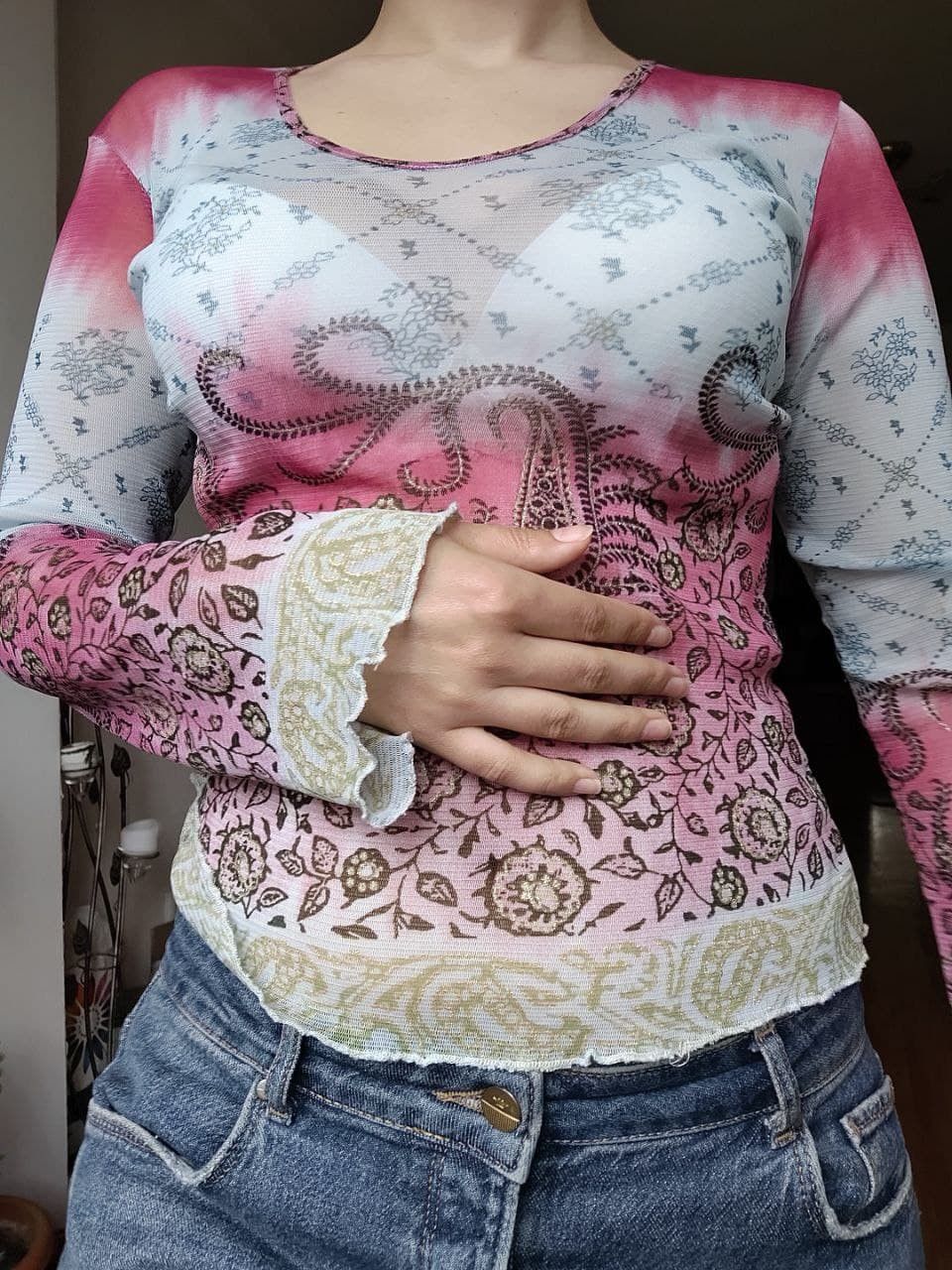 Vintage Vintage Mesh Long Sleeve Top sz L Size L / US 10 / IT 46 - 3 Thumbnail