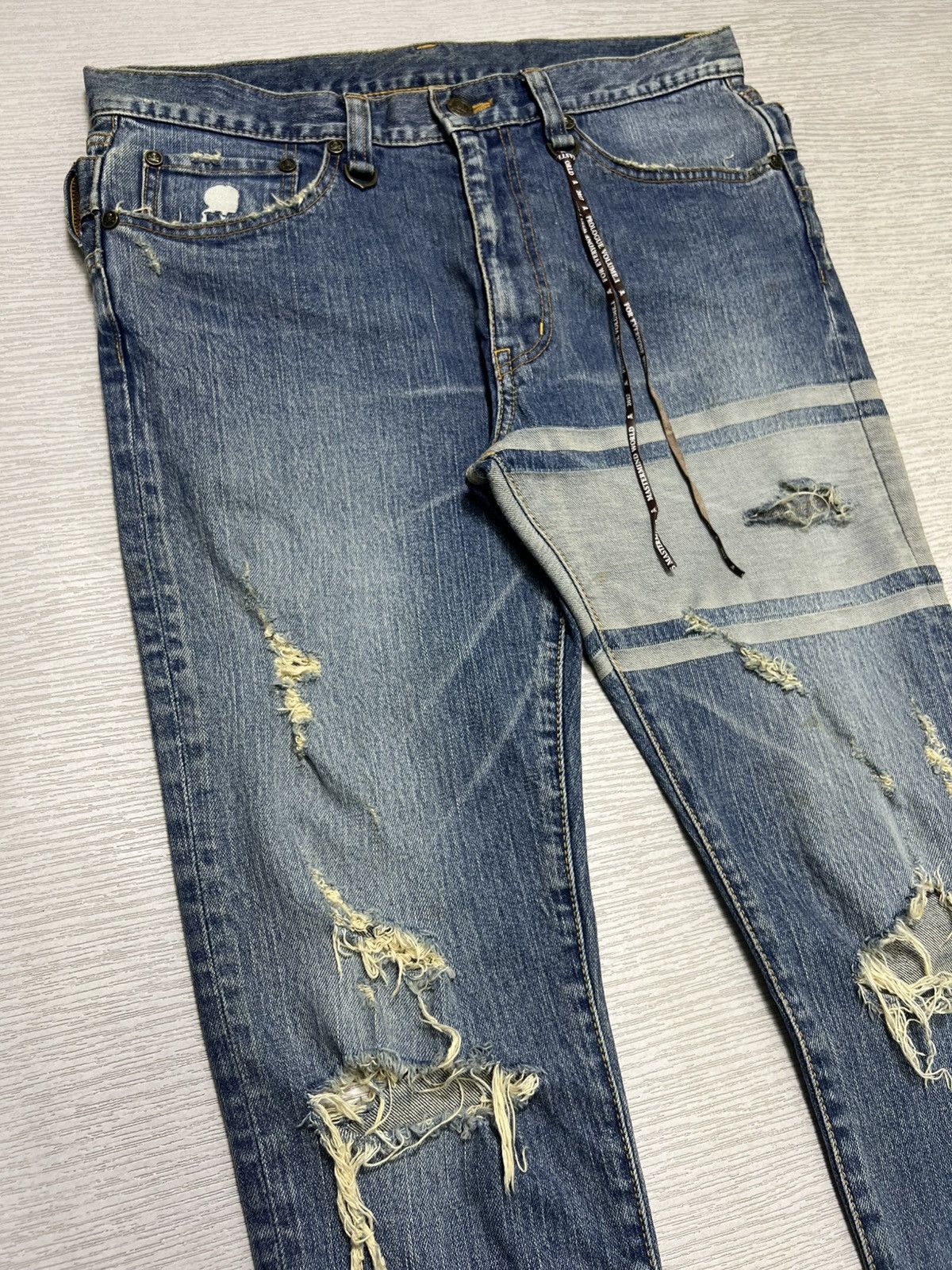 Mastermind World Mastermind World - Double Waist Crash Skinny Denim Jeans Size US 30 / EU 46 - 4 Thumbnail