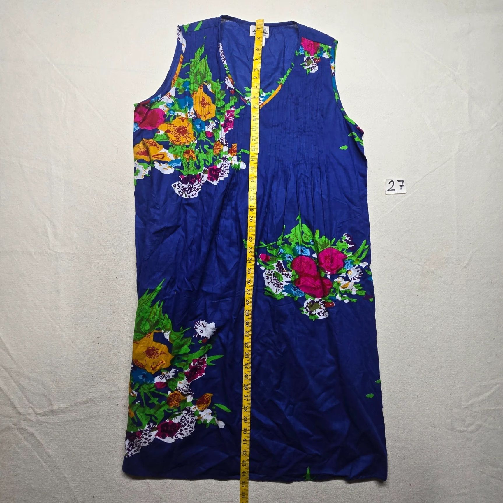 Vintage Metropolitan Women's Dress Sundress Casual 1X Blue Floral Midi Sleeveless Scoop Neck Summer Vintage No 0 Size XL / US 12-14 / IT 48-50 - 6 Thumbnail