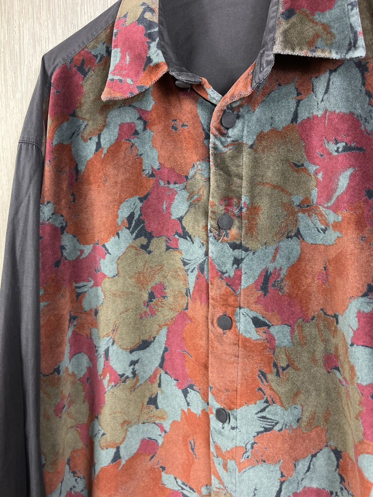 Designer × Vintage × Yashi Yamamuri Vintage Yashi Yamamuri velvet velour floral print art shirt Size US XL / EU 56 / 4 - 8 Thumbnail